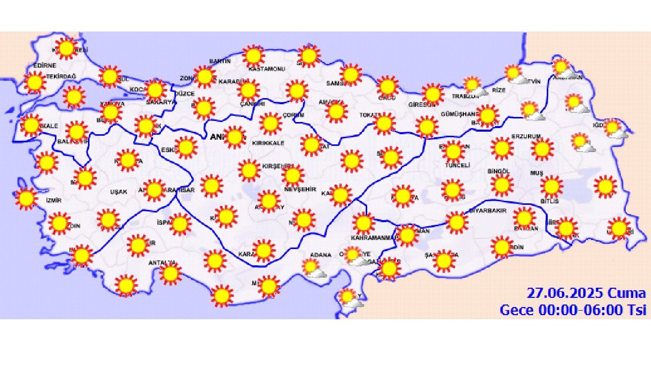 27 Haziran 2025 yurt geneli hava durumu tahminleri yayınlandı! İşte il il hava durumu... 1