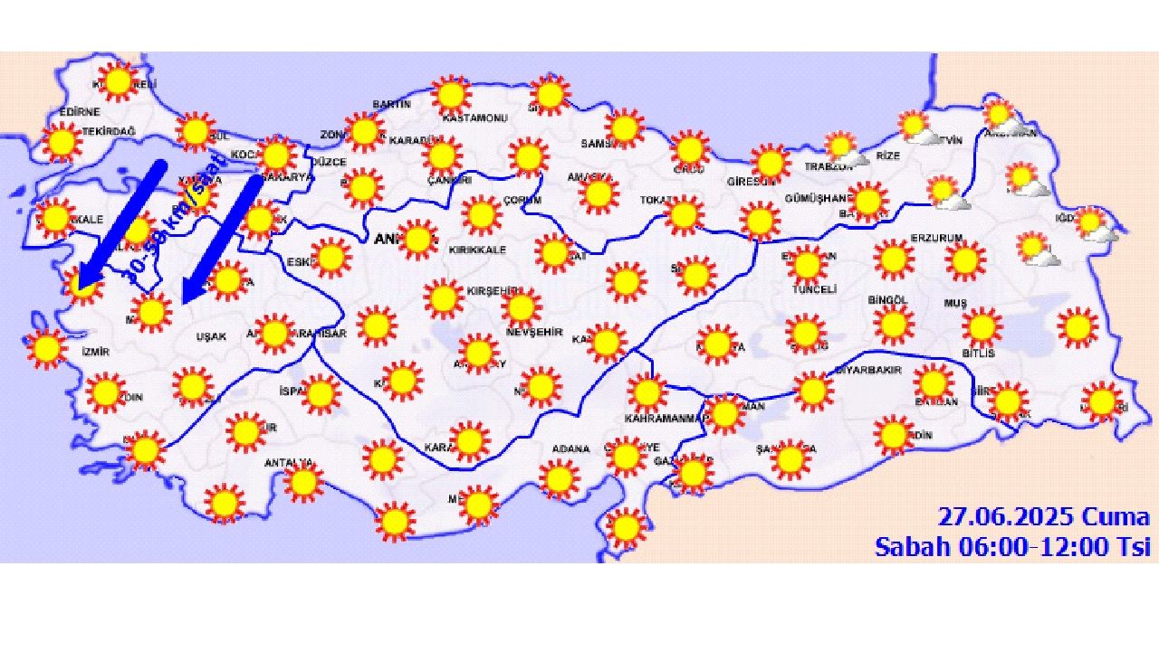 27 Haziran 2025 yurt geneli hava durumu tahminleri yayınlandı! İşte il il hava durumu... 2