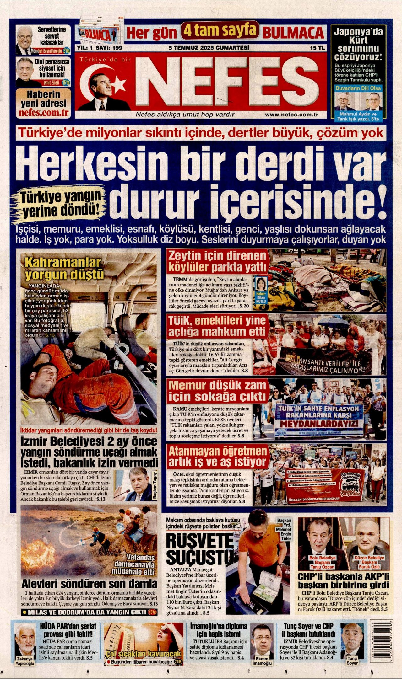 Cehalet değil ihanet... Ciğerlerimizi bile bile yaktılar! 5 Temmuz Cumartesi gazete manşetleri 4