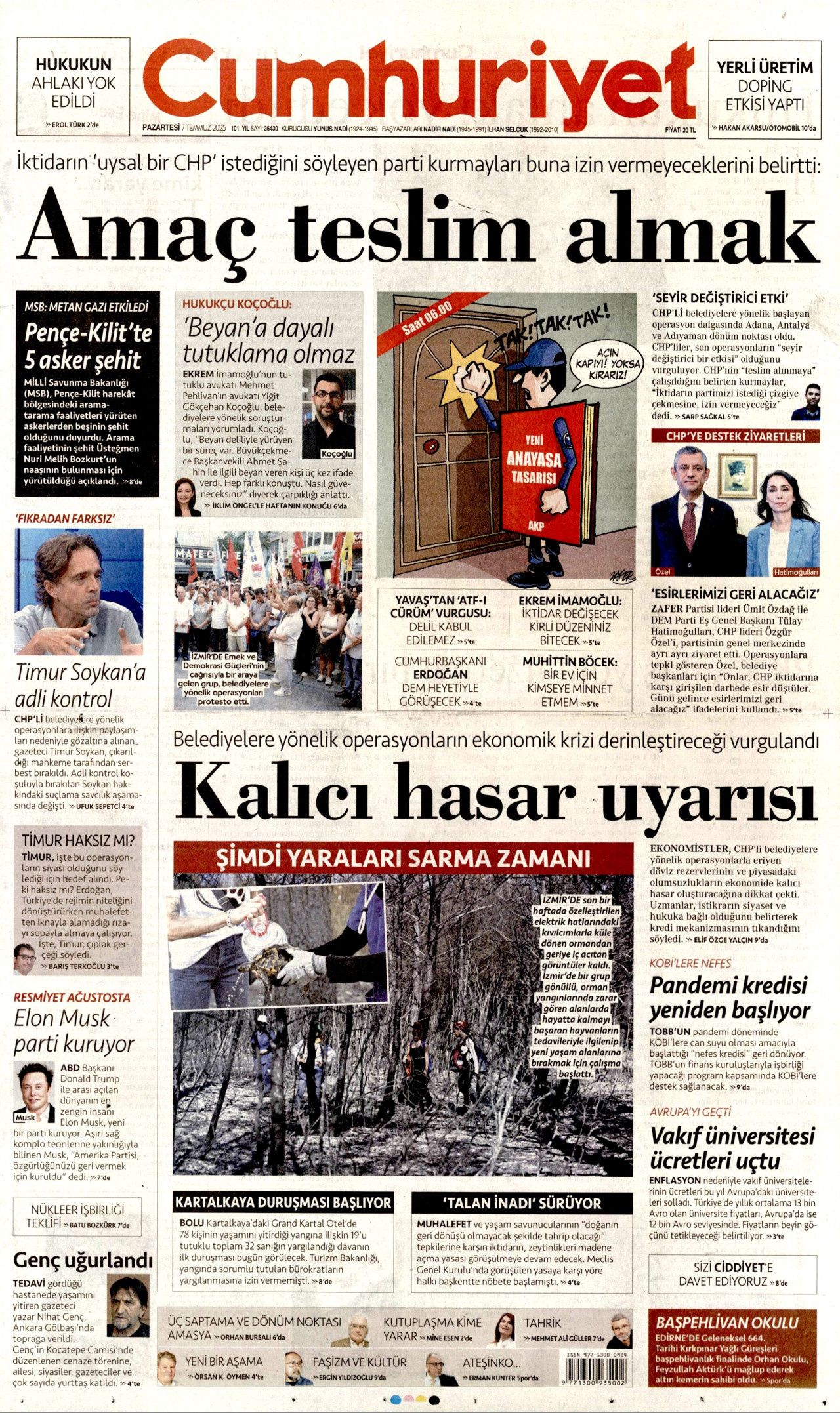 Teröre ve silaha veda haftası! Süreç nasıl işleyecek? İşte 7 Temmuz Pazartesi gazete manşetleri... 10