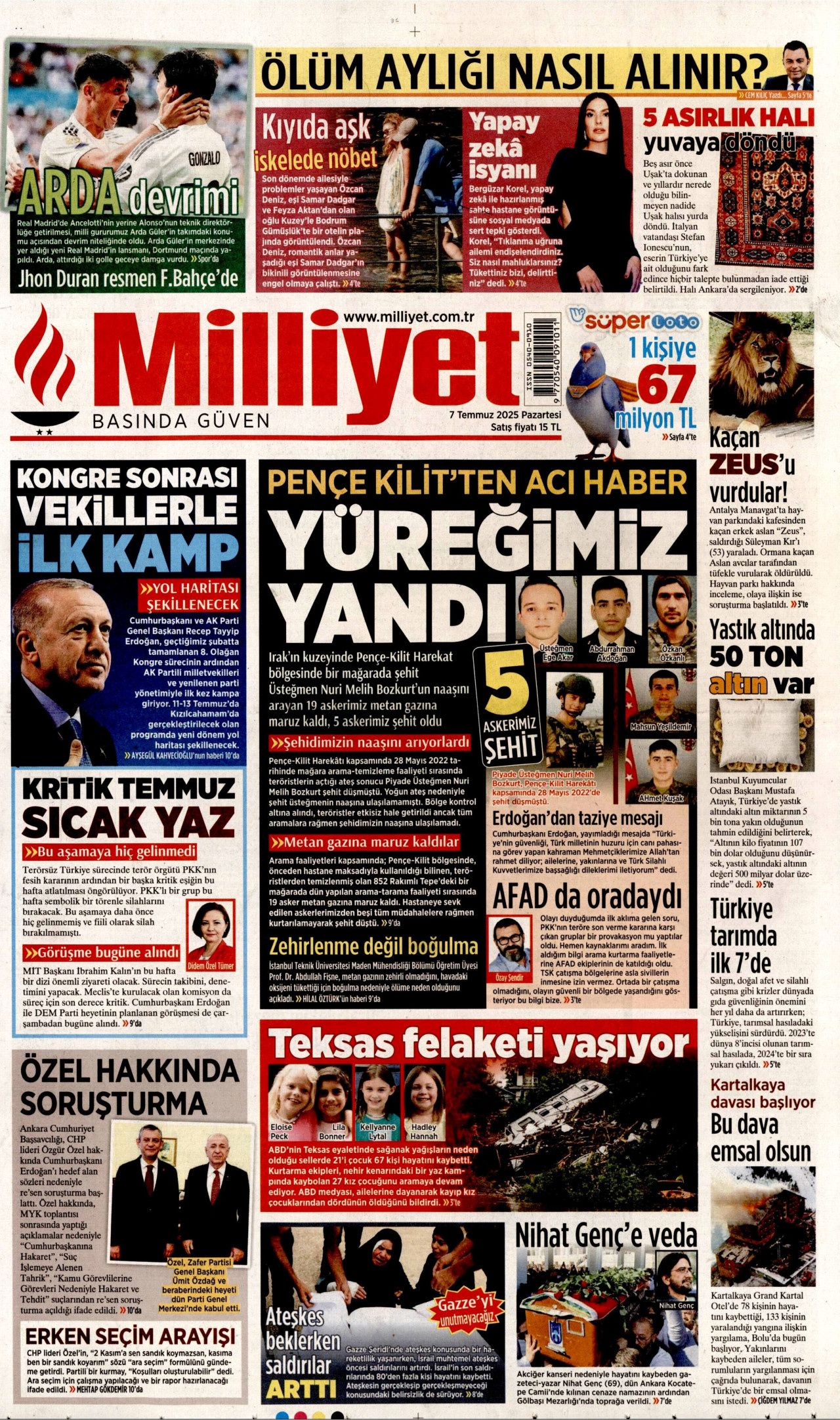 Teröre ve silaha veda haftası! Süreç nasıl işleyecek? İşte 7 Temmuz Pazartesi gazete manşetleri... 21