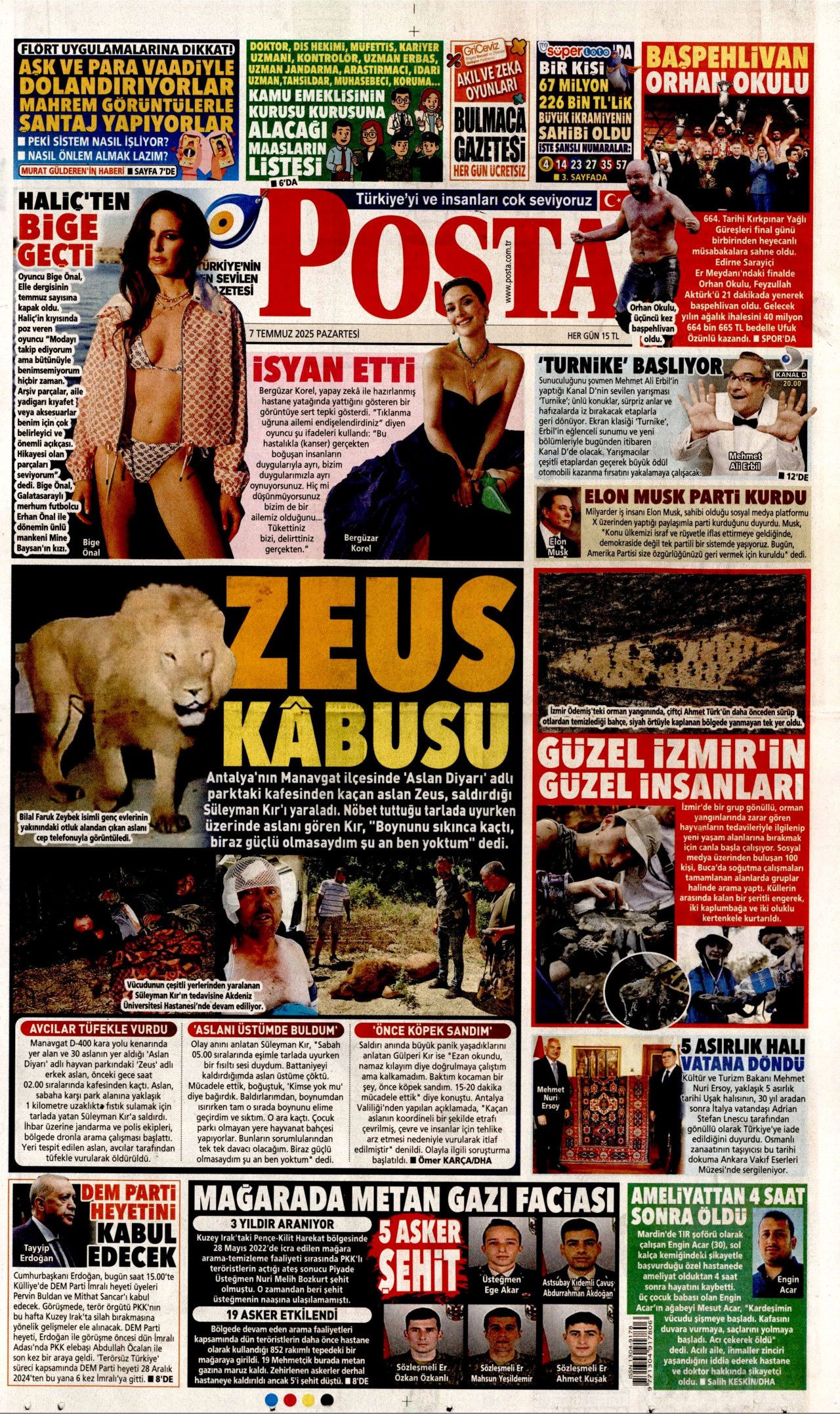 Teröre ve silaha veda haftası! Süreç nasıl işleyecek? İşte 7 Temmuz Pazartesi gazete manşetleri... 15