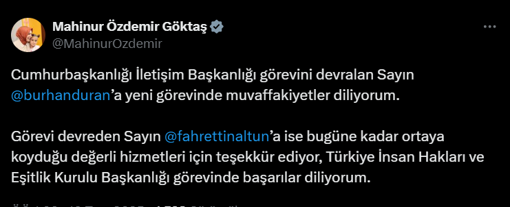 Siyasilerden peş peşe Fahrettin Altun'a veda Burhanettin Duran'a tebrik mesajı 3
