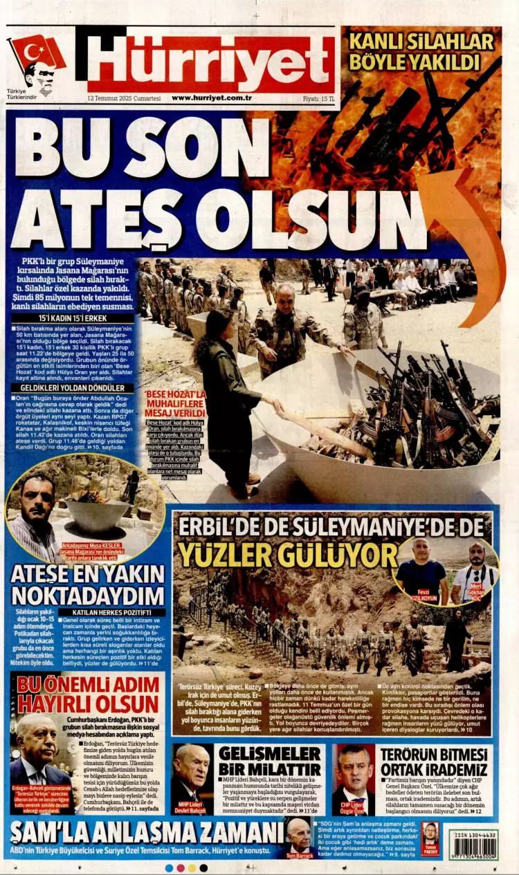 Tarihi gün manşetlerde... 40 yıl 10 ay 26 gün sonra acılara veda, barış ateşi yandı 1