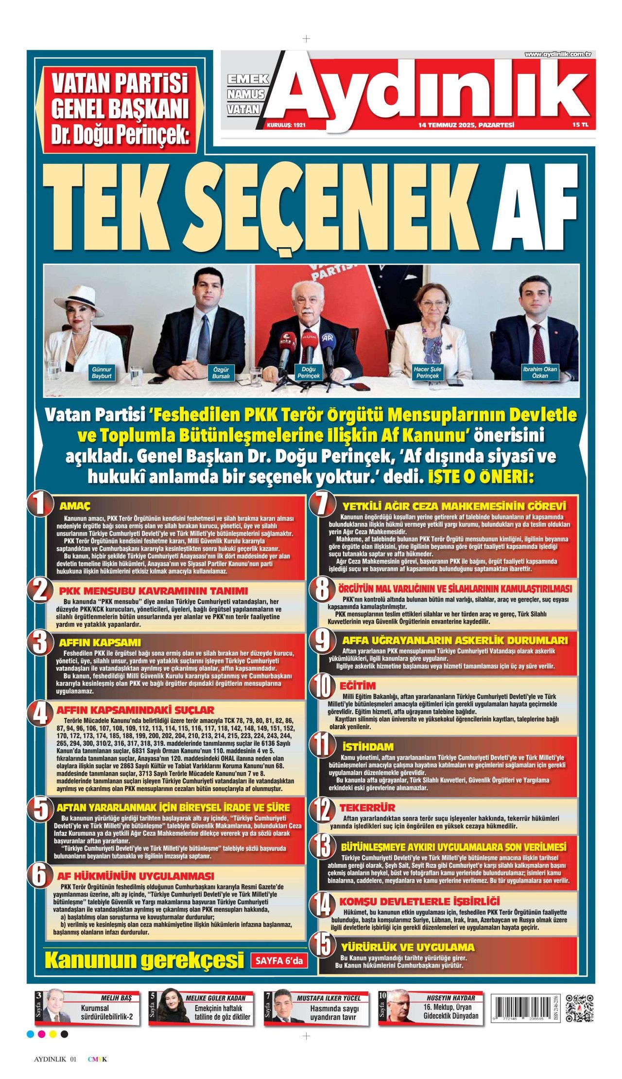 Şimdi sıra Meclis'te: Komisyon yaz boyunca çalışacak... Gözler Çarşamba gününde! 7