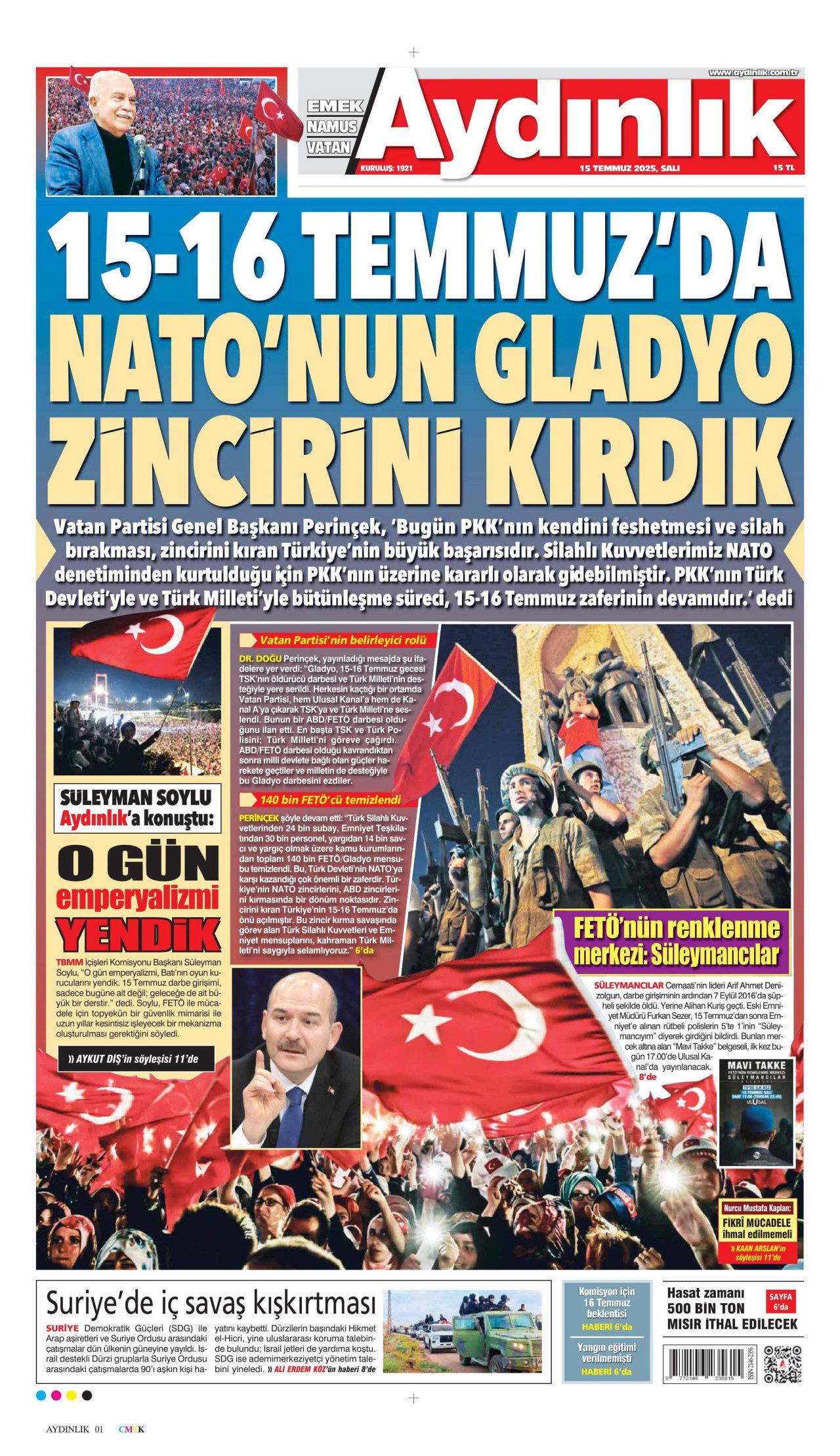 15 Temmuz'da ne büyük bir bela atlatmışız! Hain darbe girişiminin 9. yılında gazete manşetleri... 13