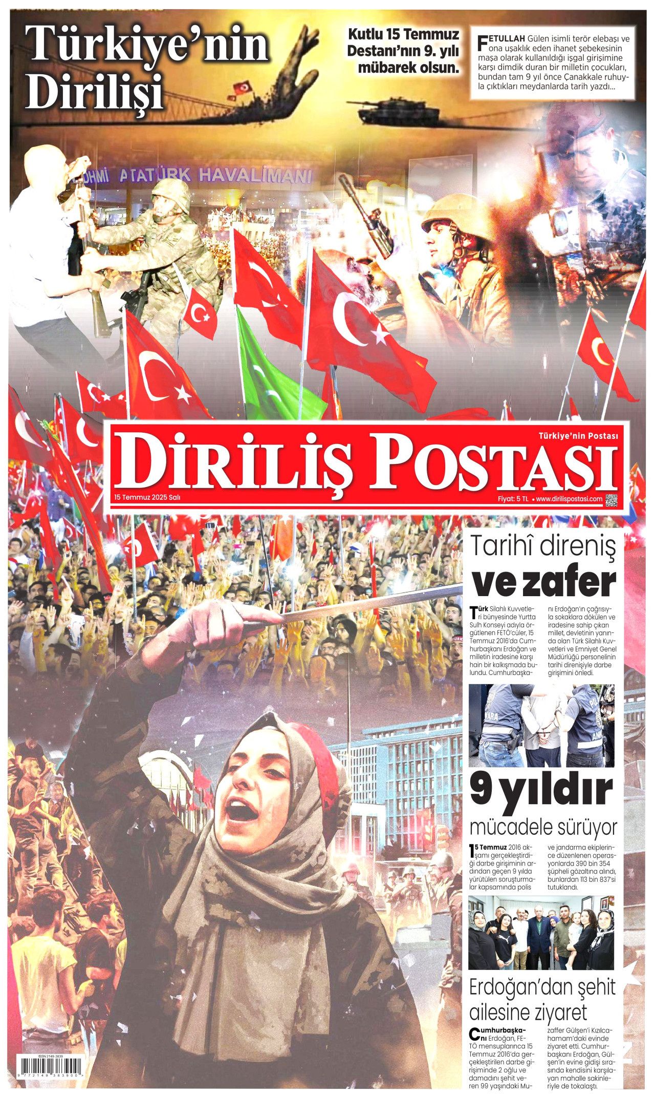 15 Temmuz'da ne büyük bir bela atlatmışız! Hain darbe girişiminin 9. yılında gazete manşetleri... 22