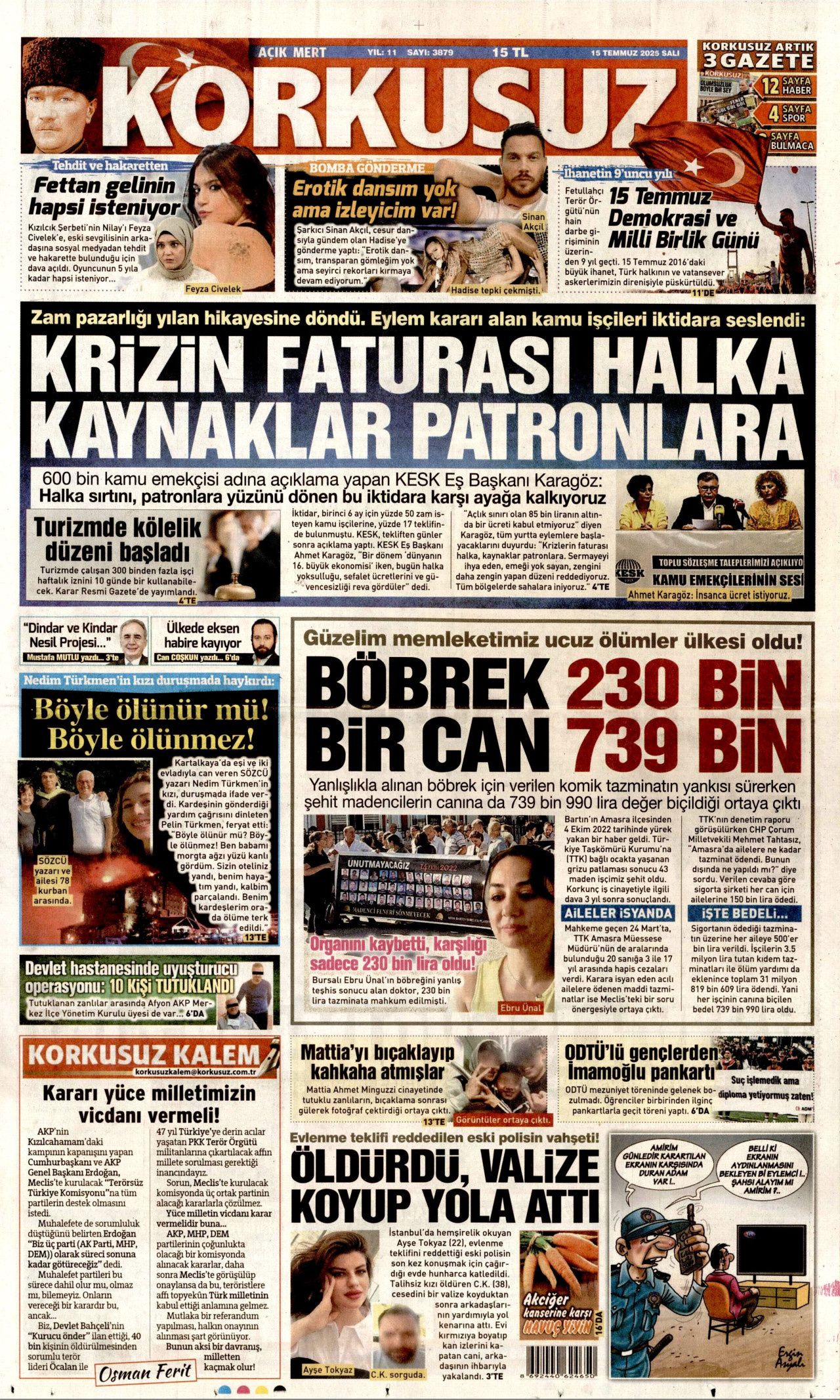 15 Temmuz'da ne büyük bir bela atlatmışız! Hain darbe girişiminin 9. yılında gazete manşetleri... 17