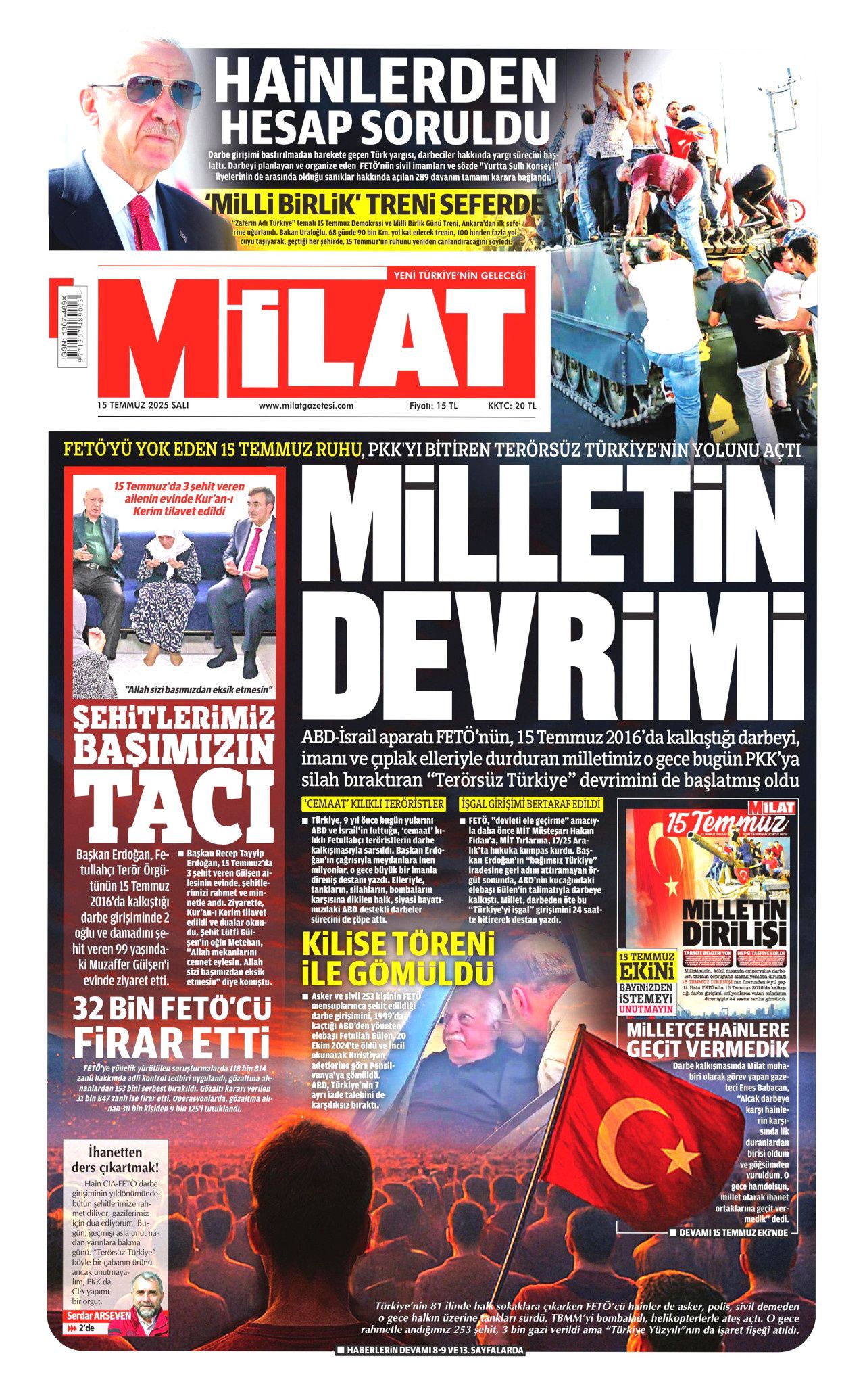 15 Temmuz'da ne büyük bir bela atlatmışız! Hain darbe girişiminin 9. yılında gazete manşetleri... 18