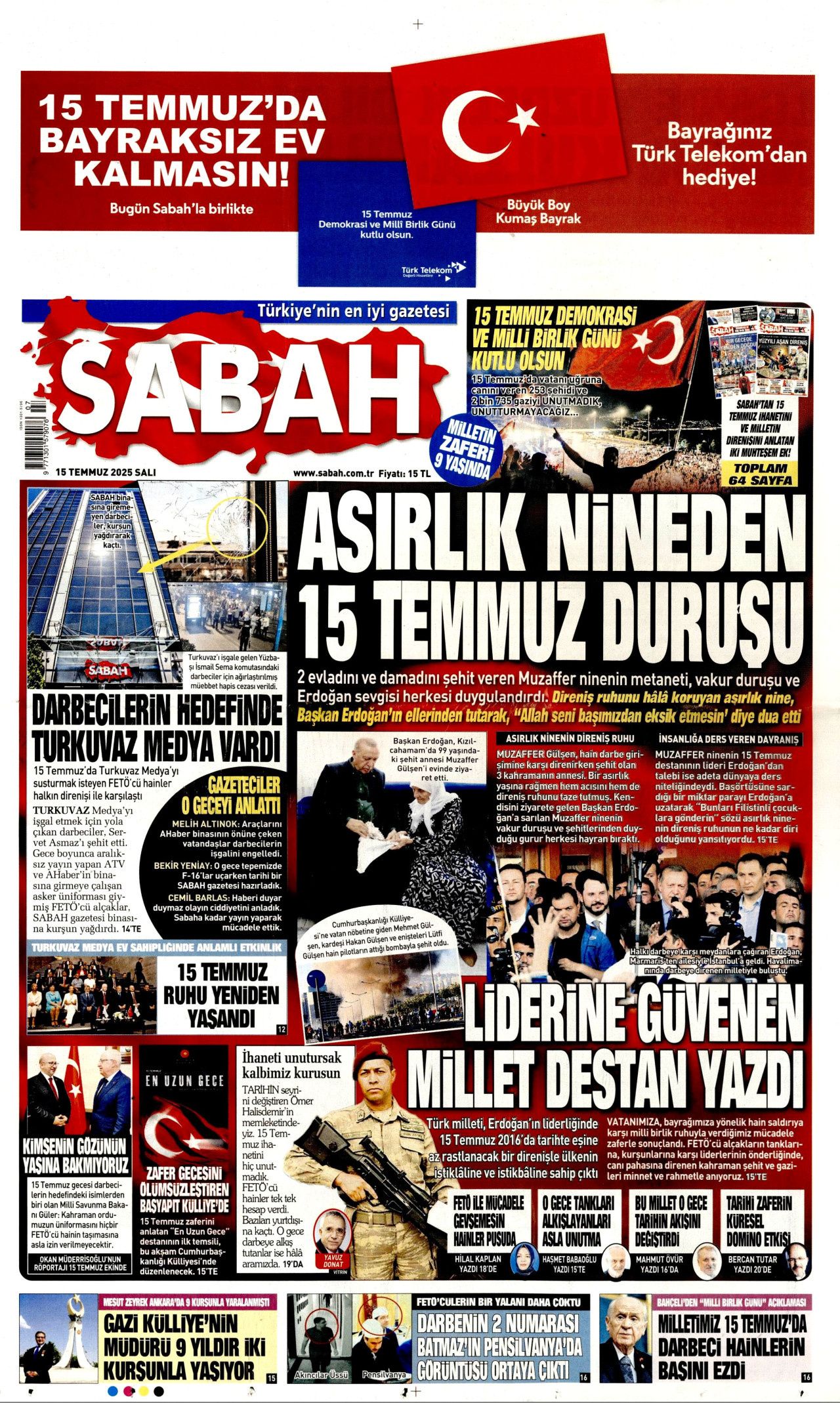 15 Temmuz'da ne büyük bir bela atlatmışız! Hain darbe girişiminin 9. yılında gazete manşetleri... 4