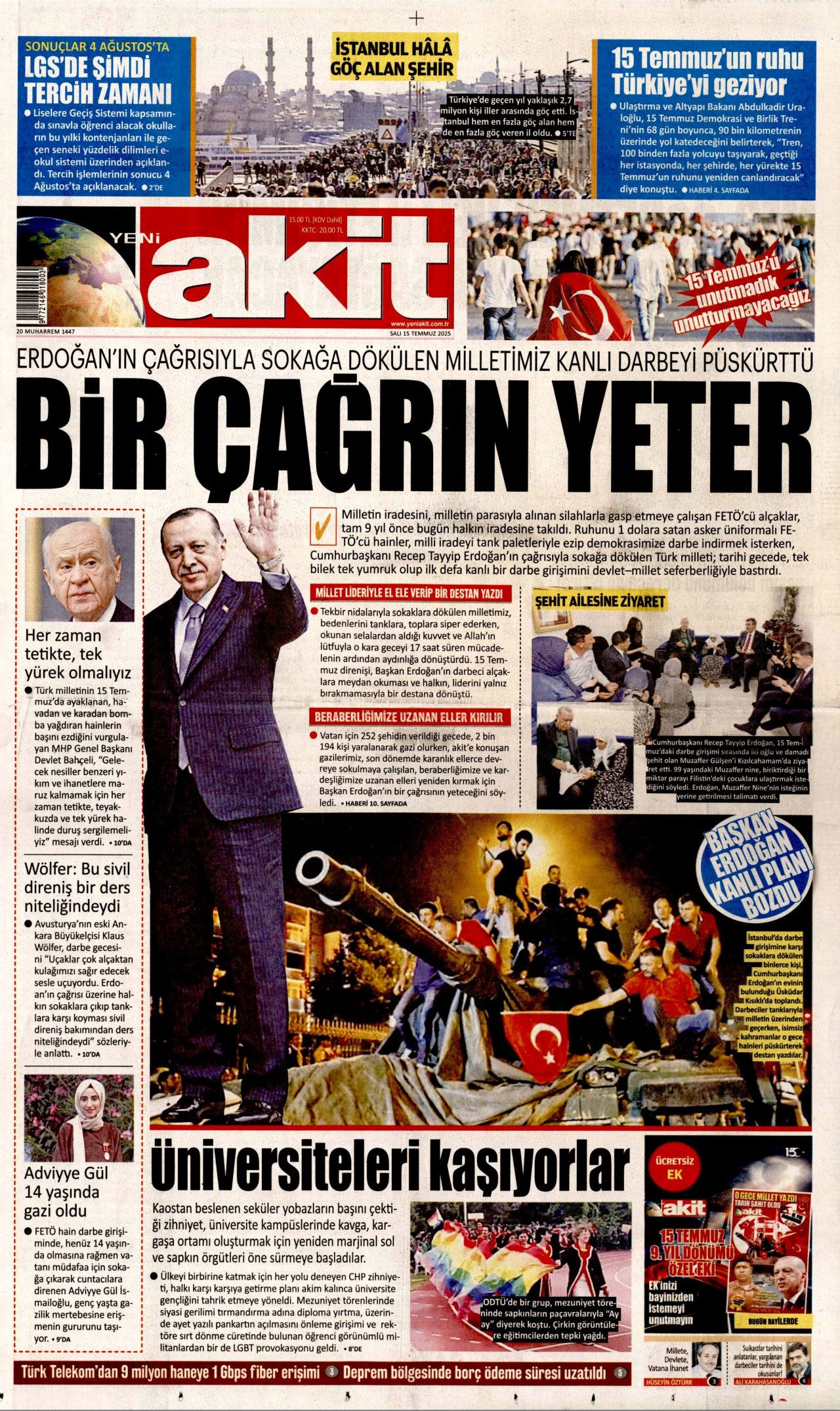 15 Temmuz'da ne büyük bir bela atlatmışız! Hain darbe girişiminin 9. yılında gazete manşetleri... 5