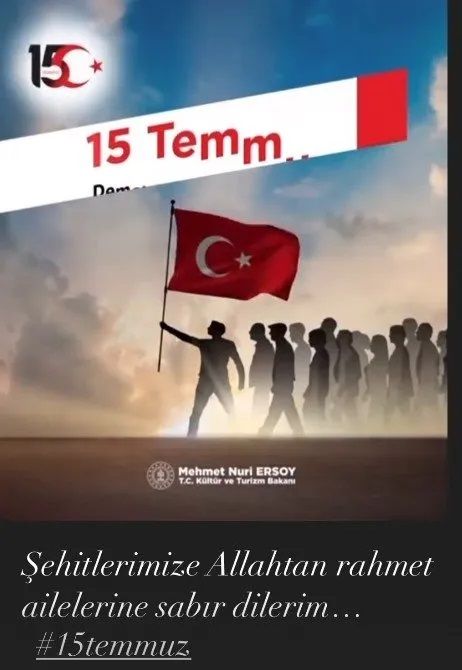 Hain darbe girişimin üzerinden 9 yıl geçti! Ünlü isimlerden 15 Temmuz Demokrasi ve Milli Birlik Günü paylaşımları 3