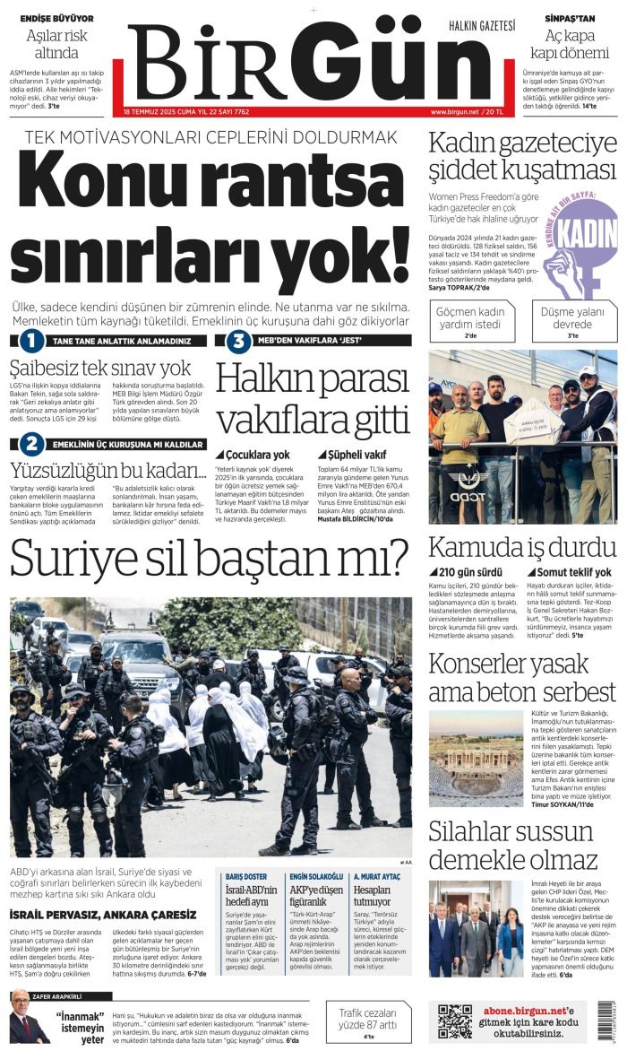 Suriye'ye desteğe hazırız! 18 Temmuz 2025 Gazete Manşetleri (1. Sayfalar) 10