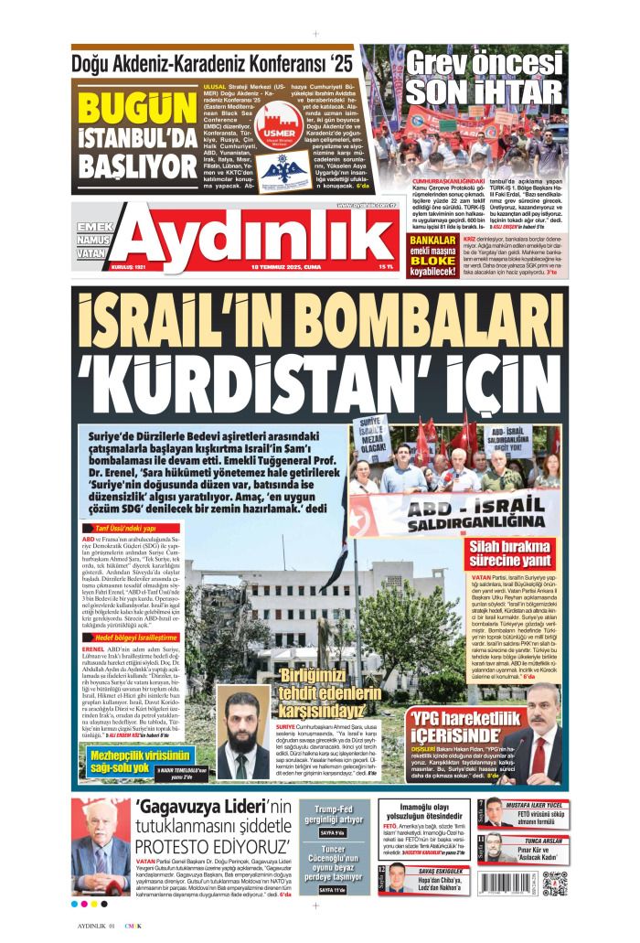 Suriye'ye desteğe hazırız! 18 Temmuz 2025 Gazete Manşetleri (1. Sayfalar) 11