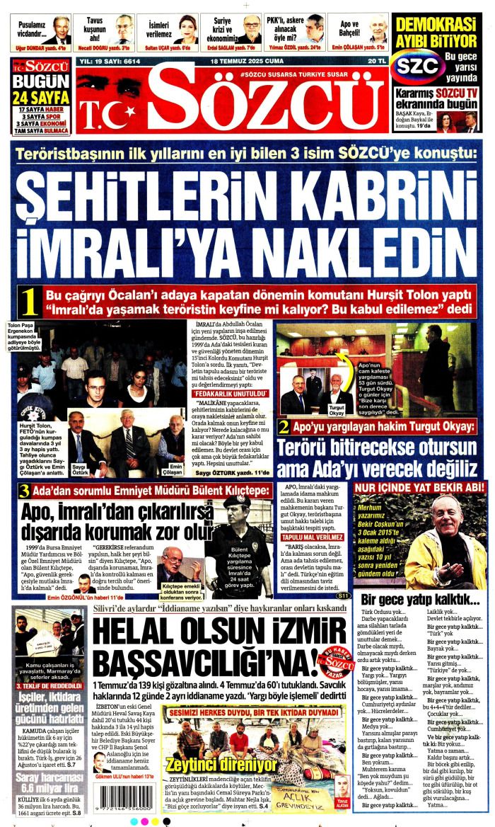 Suriye'ye desteğe hazırız! 18 Temmuz 2025 Gazete Manşetleri (1. Sayfalar) 12