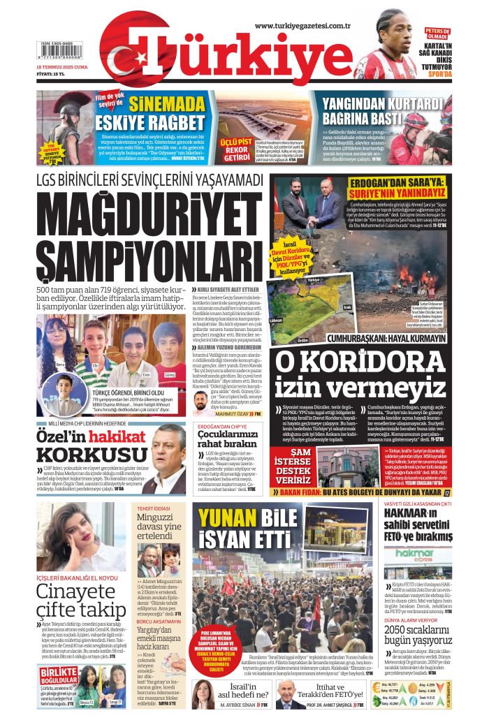 Suriye'ye desteğe hazırız! 18 Temmuz 2025 Gazete Manşetleri (1. Sayfalar) 7