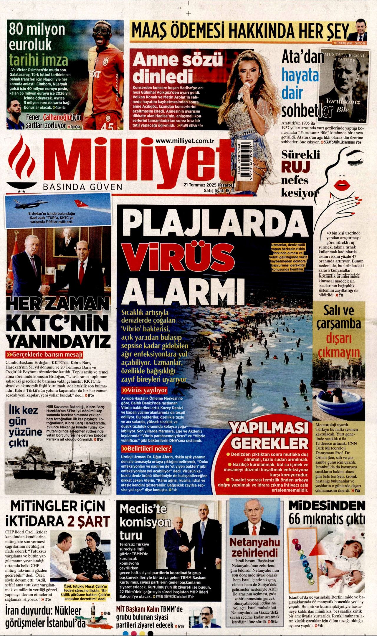 Cumhurbaşkanı Erdoğan, Lefkoşa'dan dünyaya seslendi: KKTC bir an önce tanınmalı! İşte 21 Temmuz gazete manşetleri 11