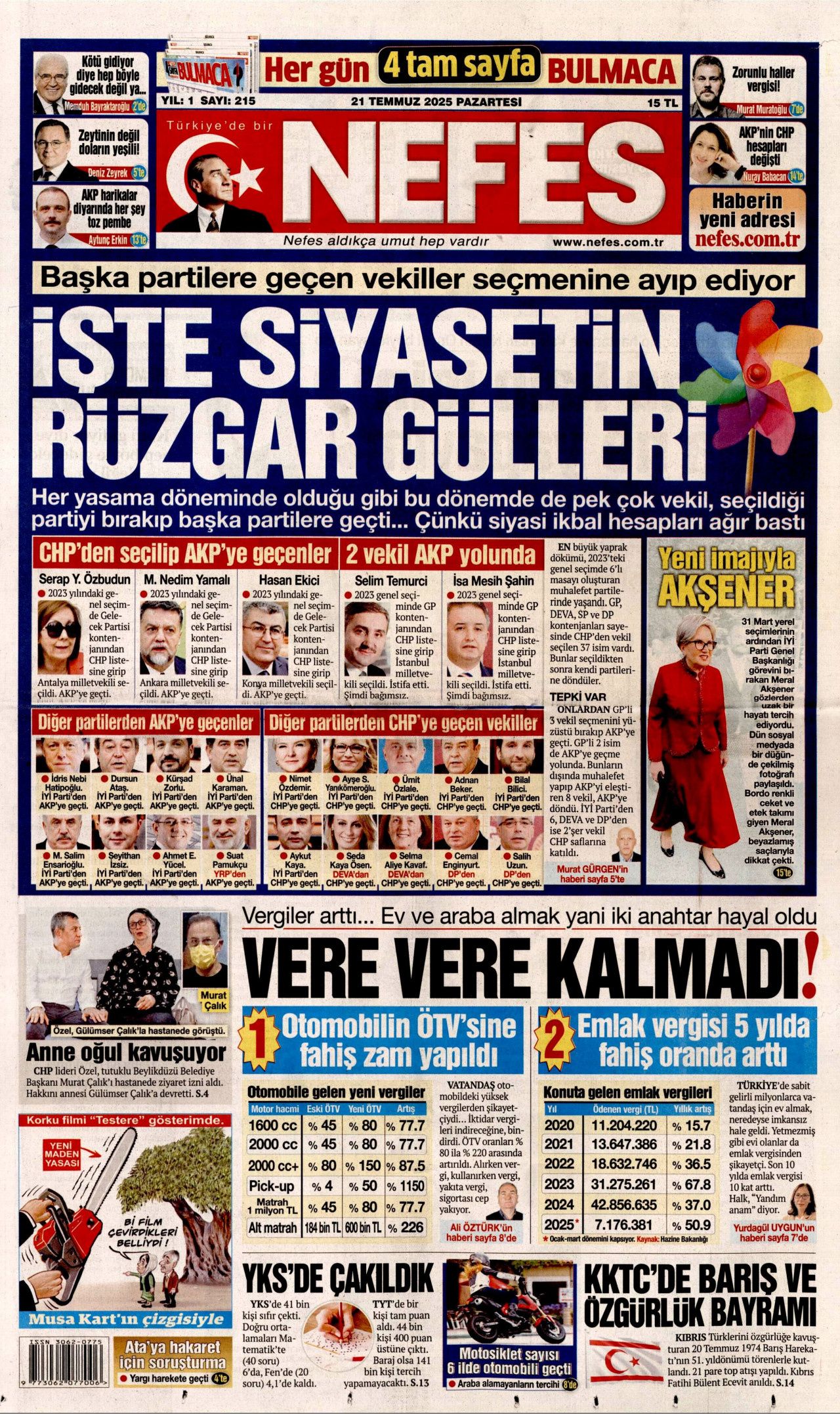 Cumhurbaşkanı Erdoğan, Lefkoşa'dan dünyaya seslendi: KKTC bir an önce tanınmalı! İşte 21 Temmuz gazete manşetleri 3