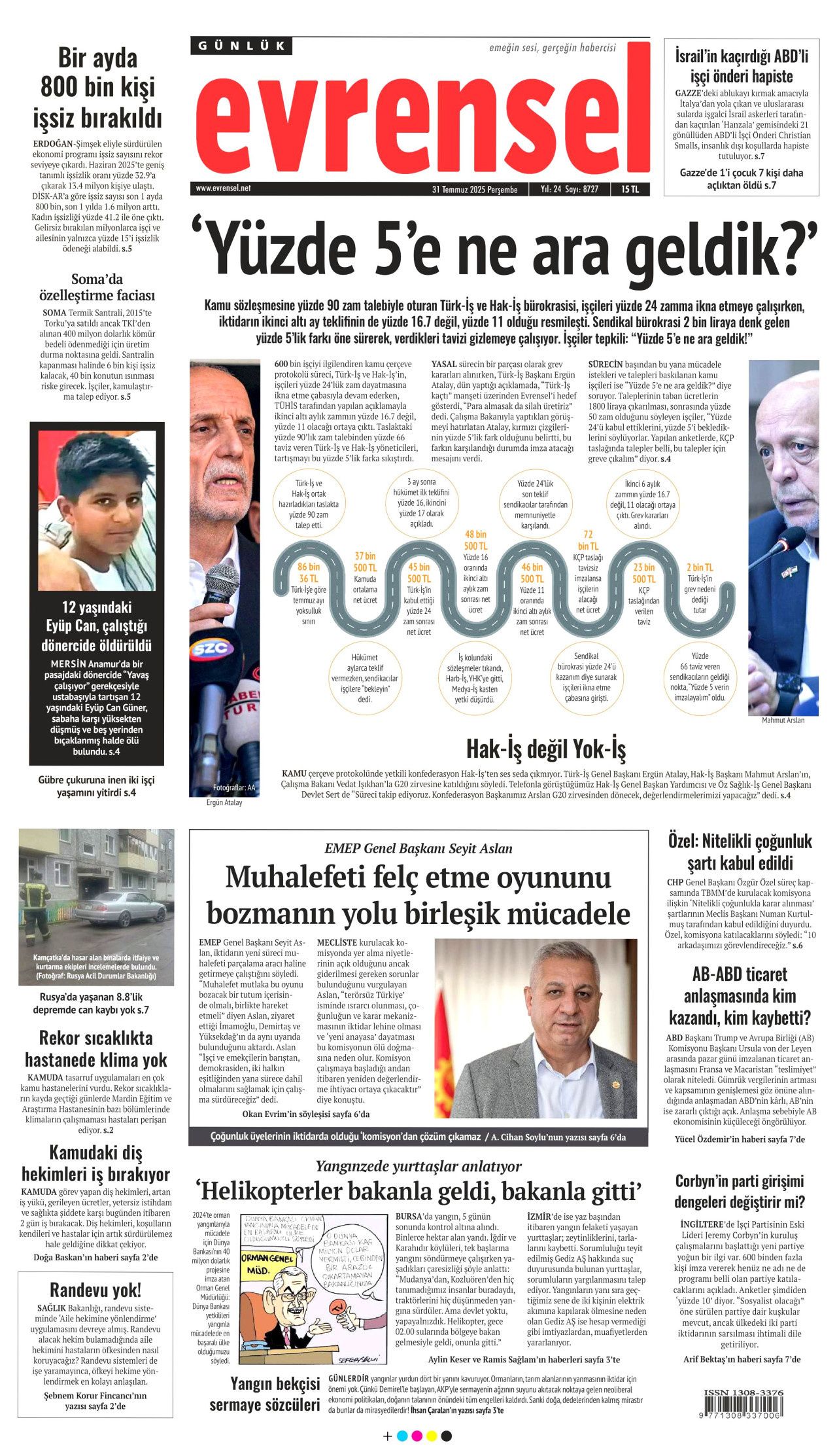 Aç çocuklara yenildiler! Gazze'deki insanlık dışı görüntüler İsrail'i yalnızlaştırıyor... 31 Temmuz Perşembe gazete manşetleri! 21