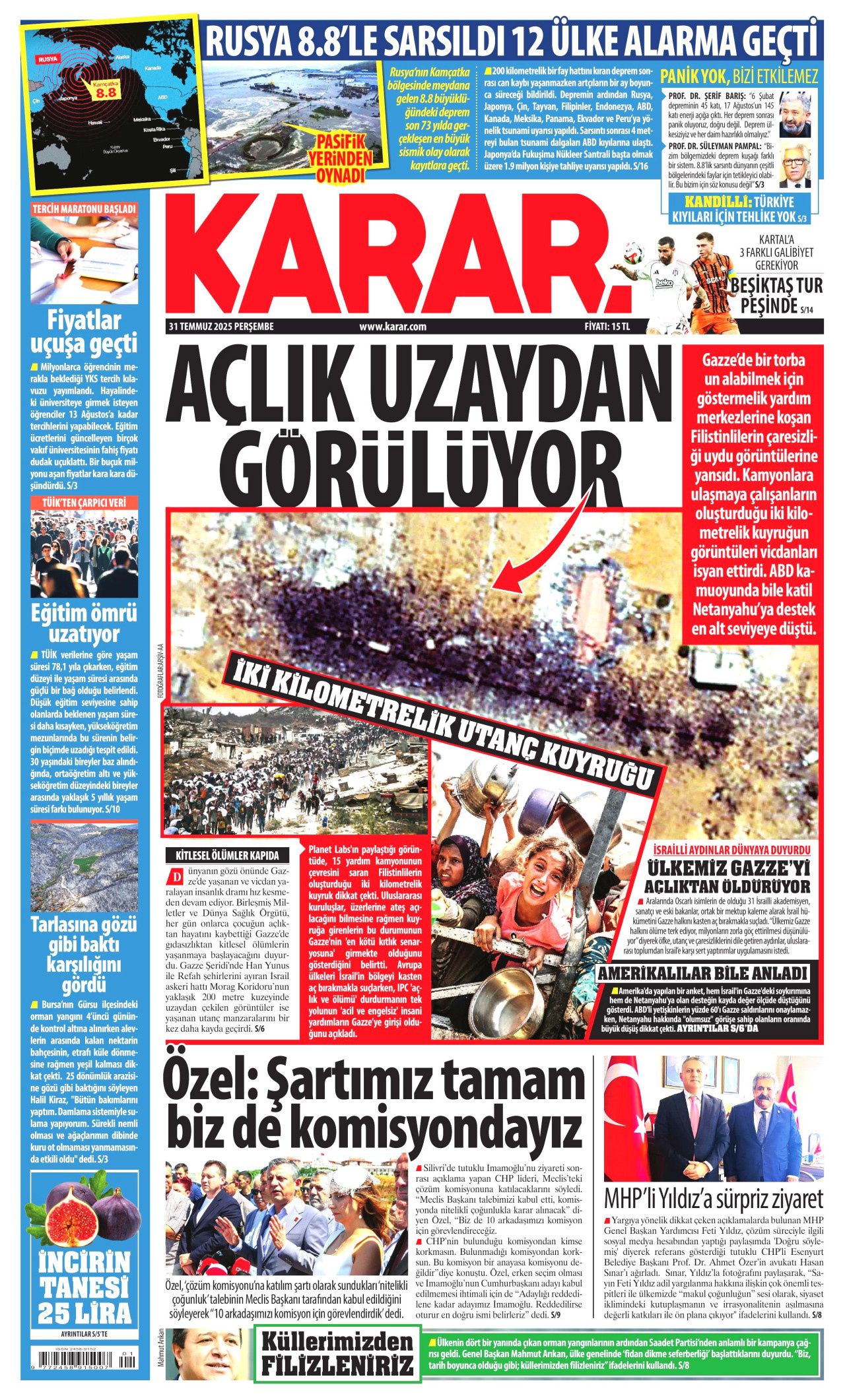 Aç çocuklara yenildiler! Gazze'deki insanlık dışı görüntüler İsrail'i yalnızlaştırıyor... 31 Temmuz Perşembe gazete manşetleri! 4