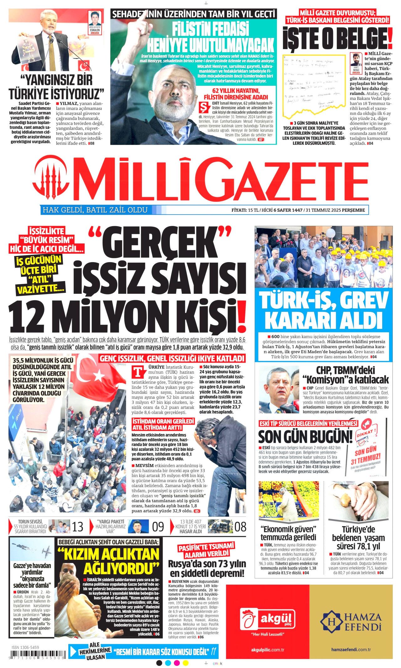 Aç çocuklara yenildiler! Gazze'deki insanlık dışı görüntüler İsrail'i yalnızlaştırıyor... 31 Temmuz Perşembe gazete manşetleri! 12