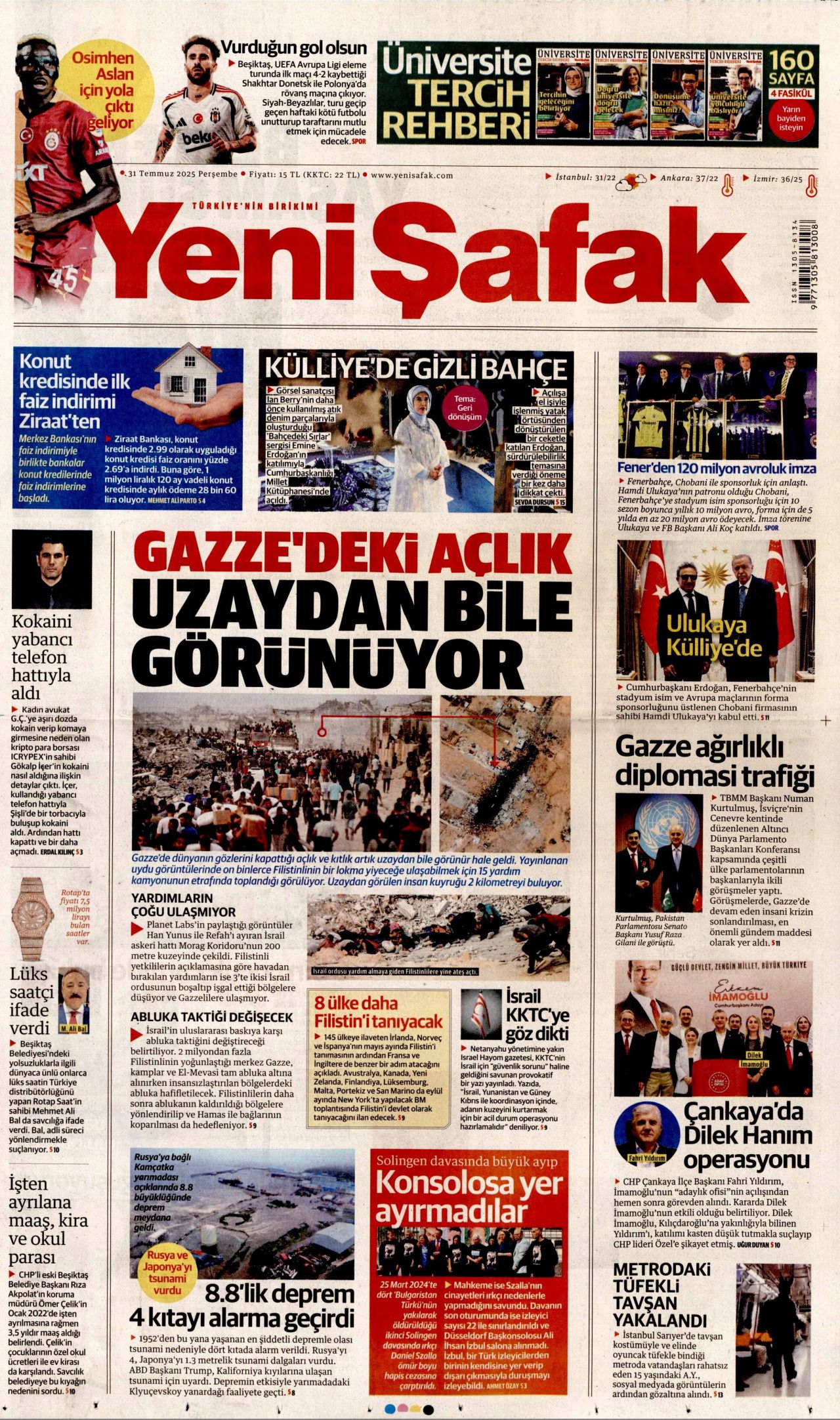 Aç çocuklara yenildiler! Gazze'deki insanlık dışı görüntüler İsrail'i yalnızlaştırıyor... 31 Temmuz Perşembe gazete manşetleri! 5