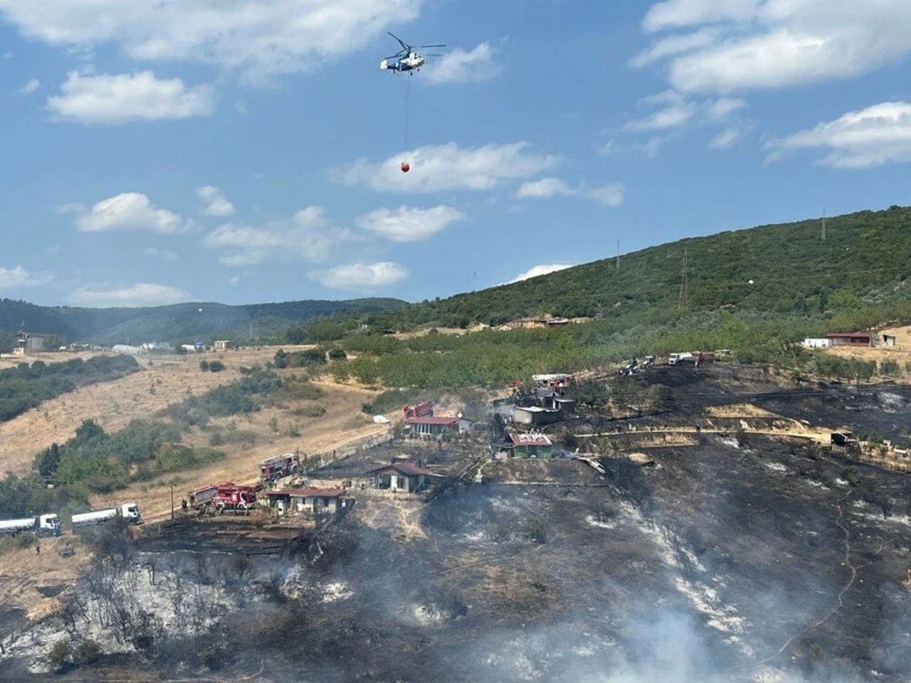 Kocaeli'de yangın paniği! Otluk alanda başlayan alevler evlere sıçradı 4