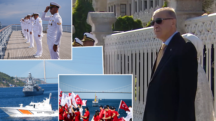 9 gemi tek yürek, Mavi Vatan coşkusu... Cumhurbaşkanı Erdoğan, Boğaz’daki geçit töreninde Savarona ve TCG Anadolu’yu selamladı 2