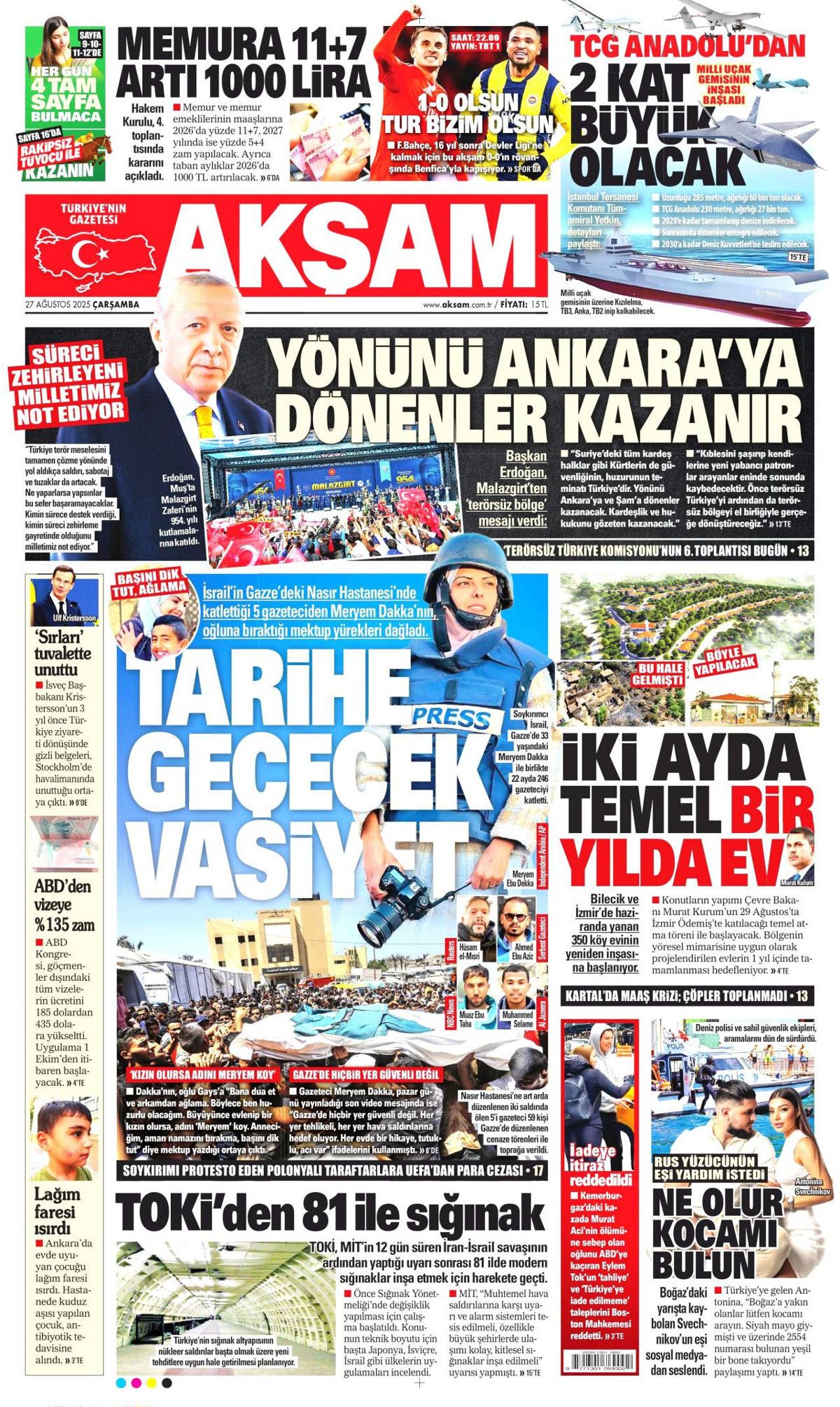 Cumhurbaşkanı Erdoğan'ın YPG'ye "Kılıç kınından çıkarsa kelama yer kalmaz" mesajı manşetlerde! Hangi gazete nasıl gördü? 12