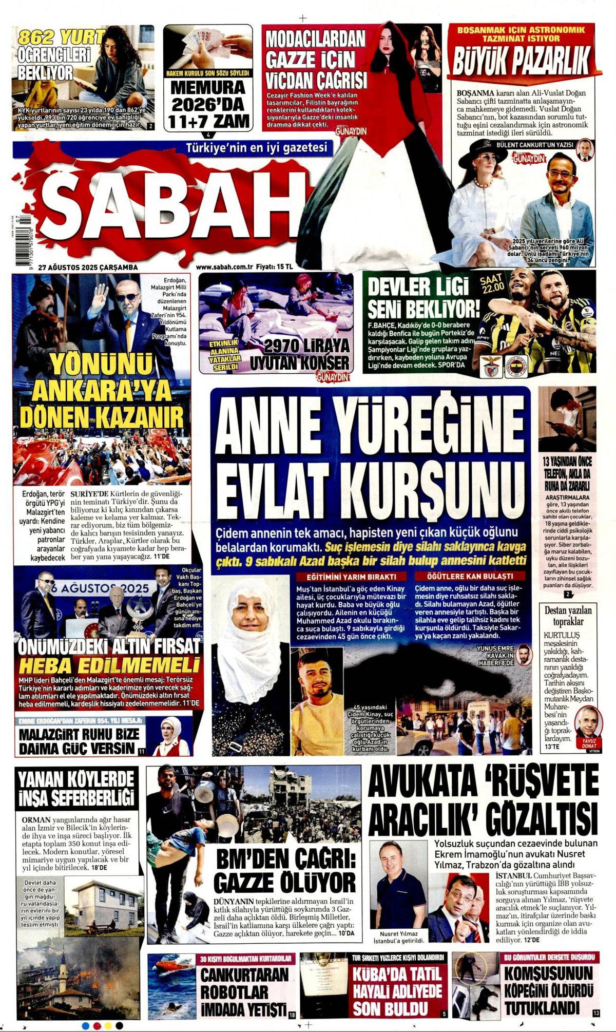 Cumhurbaşkanı Erdoğan'ın YPG'ye "Kılıç kınından çıkarsa kelama yer kalmaz" mesajı manşetlerde! Hangi gazete nasıl gördü? 1
