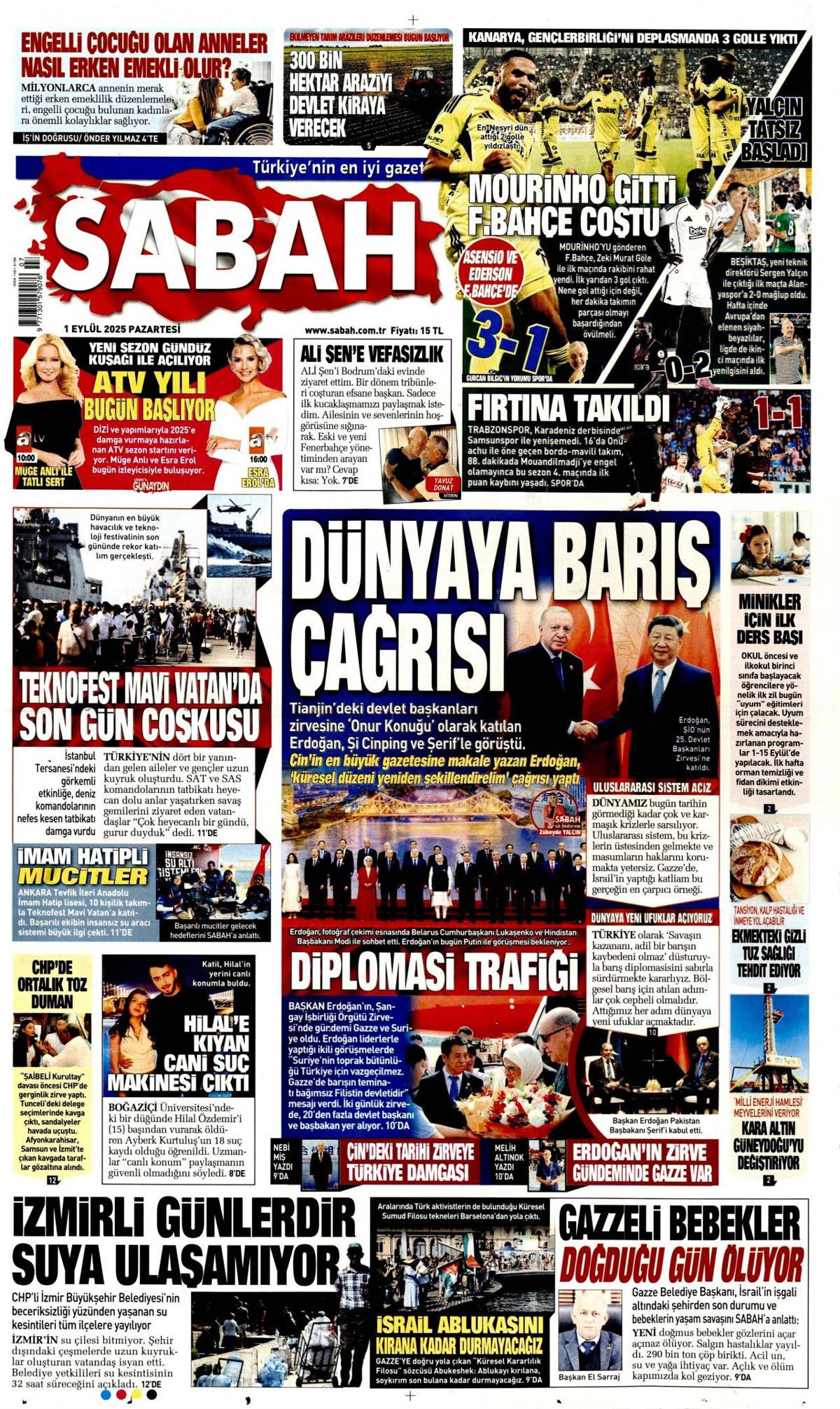 Erdoğan'ın dünyaya barış çağrısı manşetlerde! Barış için ortak yol... 1