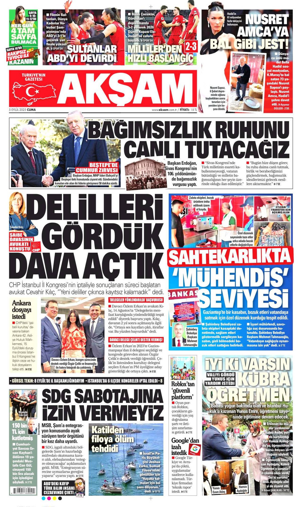 CHP'de 15 Eylül senaryoları: Üç olasılık konuşuluyor! 5 Eylül Cuma gazete manşetleri... 9