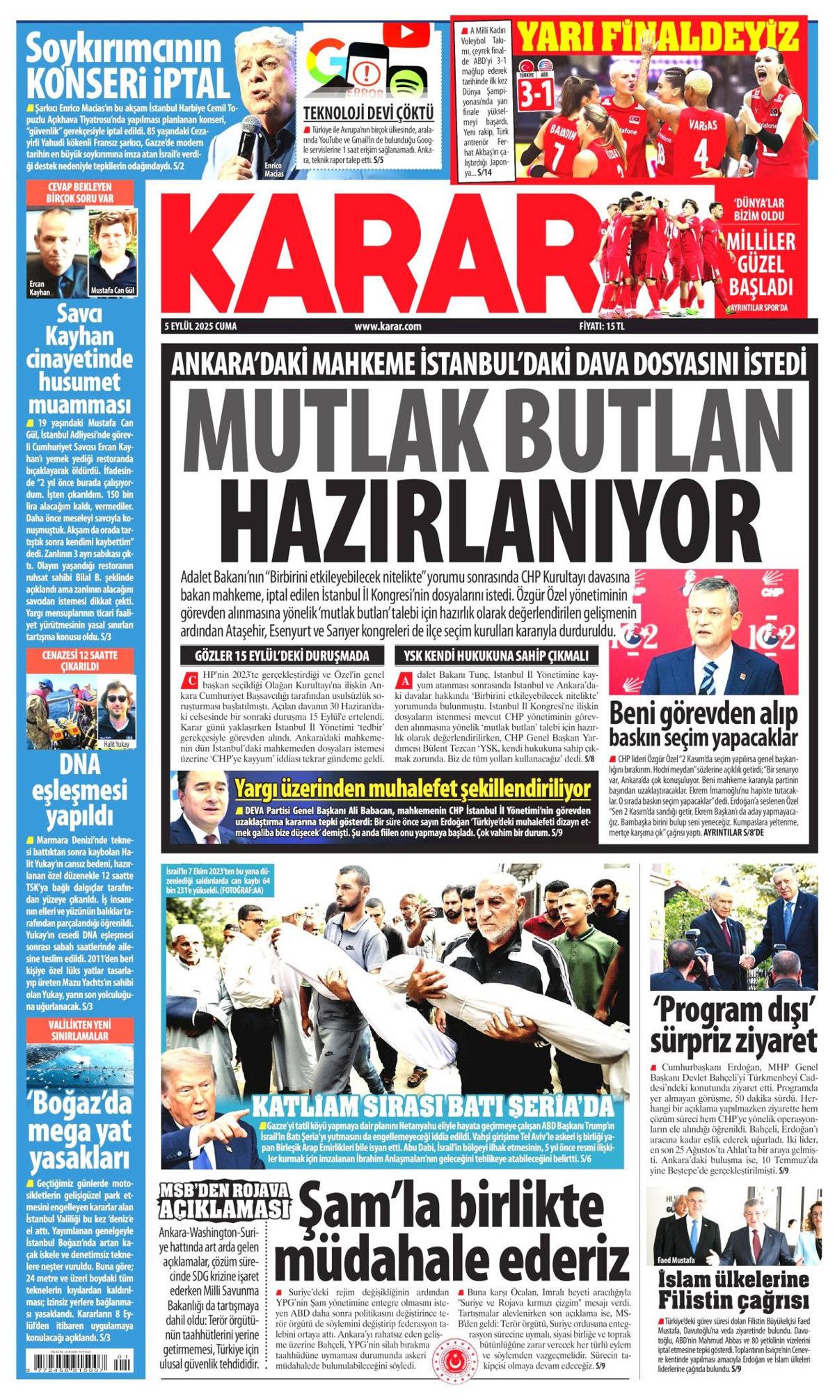 CHP'de 15 Eylül senaryoları: Üç olasılık konuşuluyor! 5 Eylül Cuma gazete manşetleri... 11