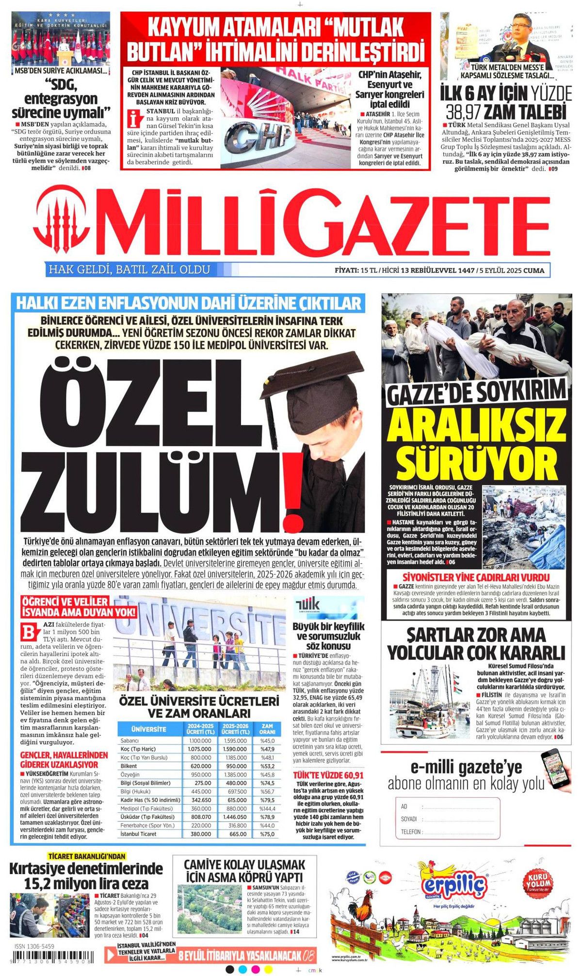 CHP'de 15 Eylül senaryoları: Üç olasılık konuşuluyor! 5 Eylül Cuma gazete manşetleri... 12