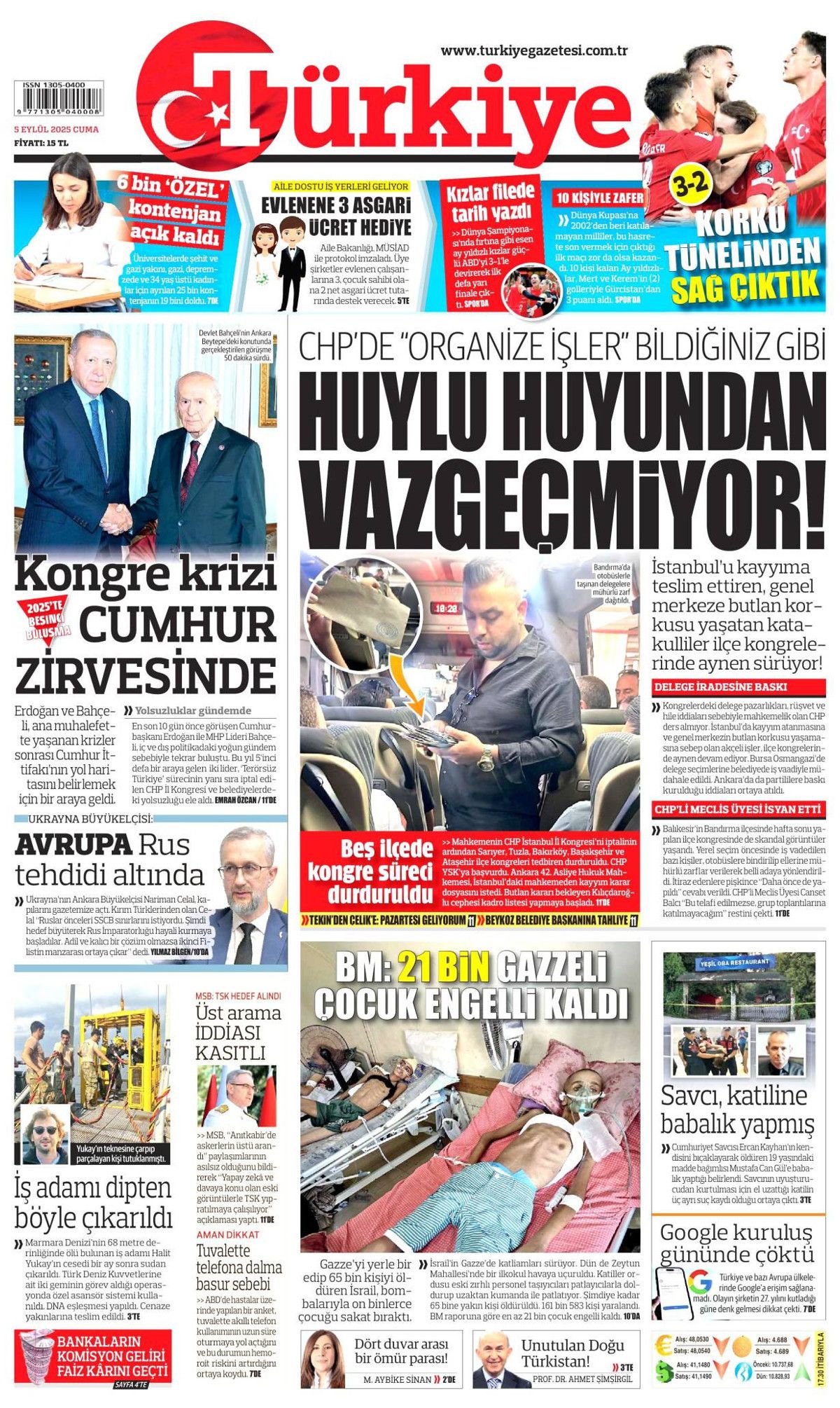 CHP'de 15 Eylül senaryoları: Üç olasılık konuşuluyor! 5 Eylül Cuma gazete manşetleri... 10