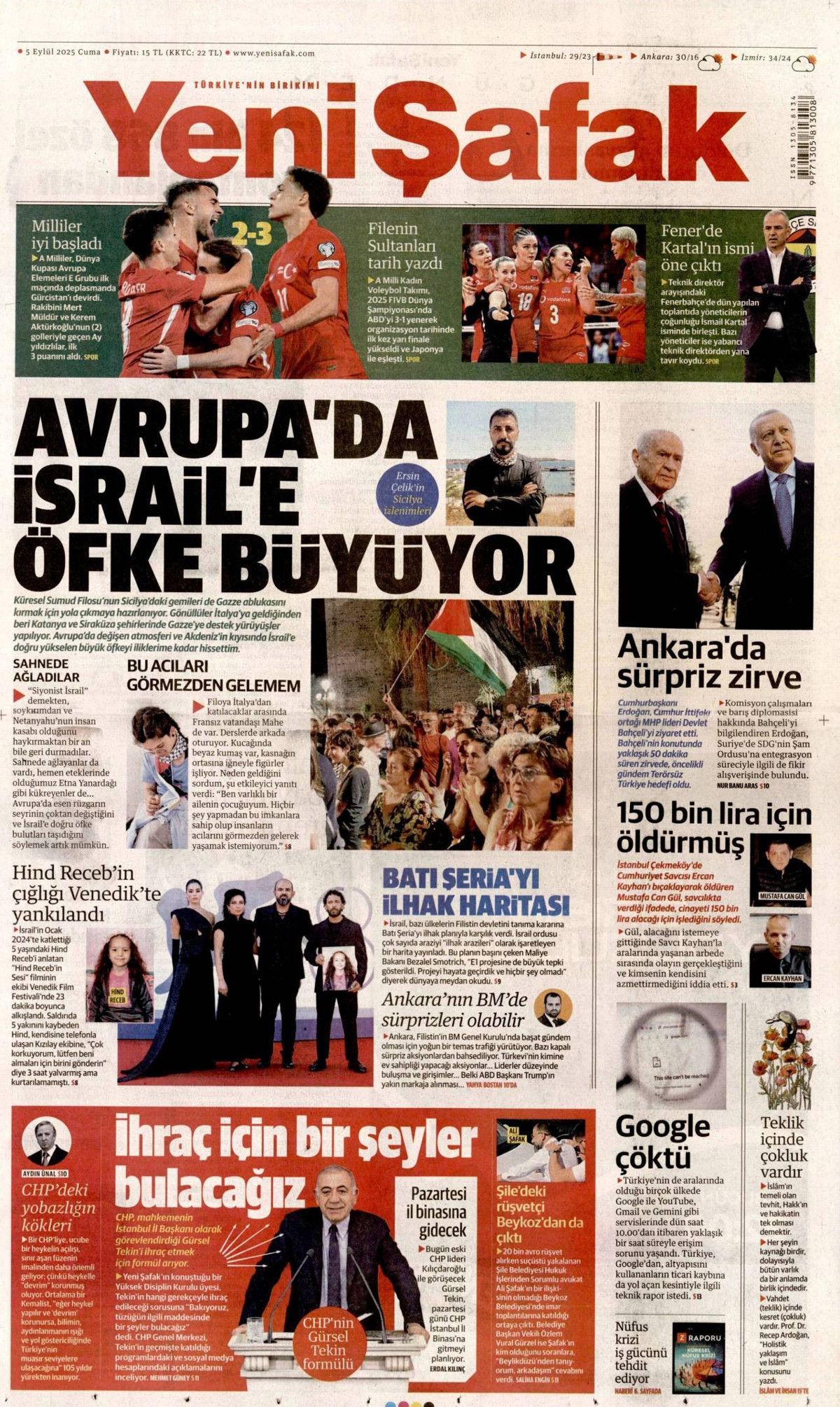 CHP'de 15 Eylül senaryoları: Üç olasılık konuşuluyor! 5 Eylül Cuma gazete manşetleri... 5