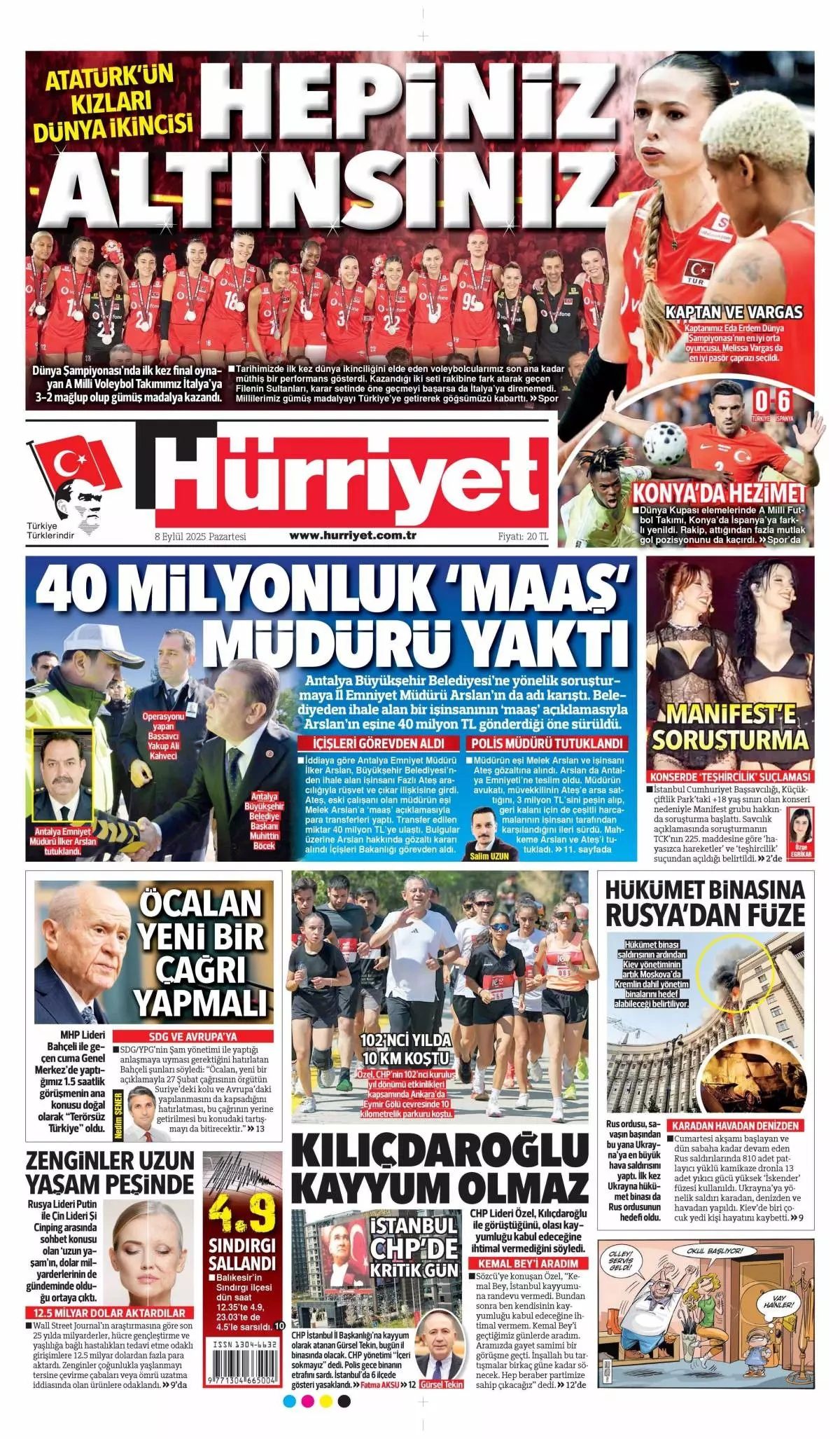 'Savunma'mız her ülkenin dilinde! Uçan karakol dünya starı ... 8 Eylül Pazartesi gazete manşetleri! 2