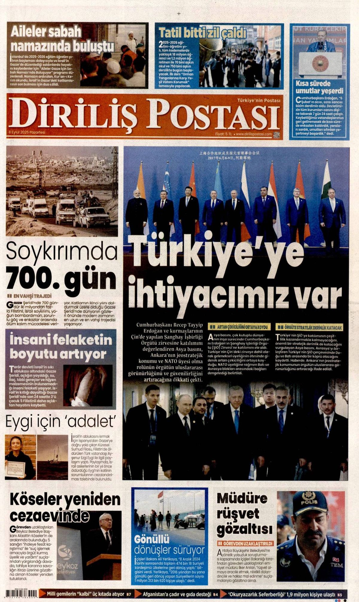 'Savunma'mız her ülkenin dilinde! Uçan karakol dünya starı ... 8 Eylül Pazartesi gazete manşetleri! 22