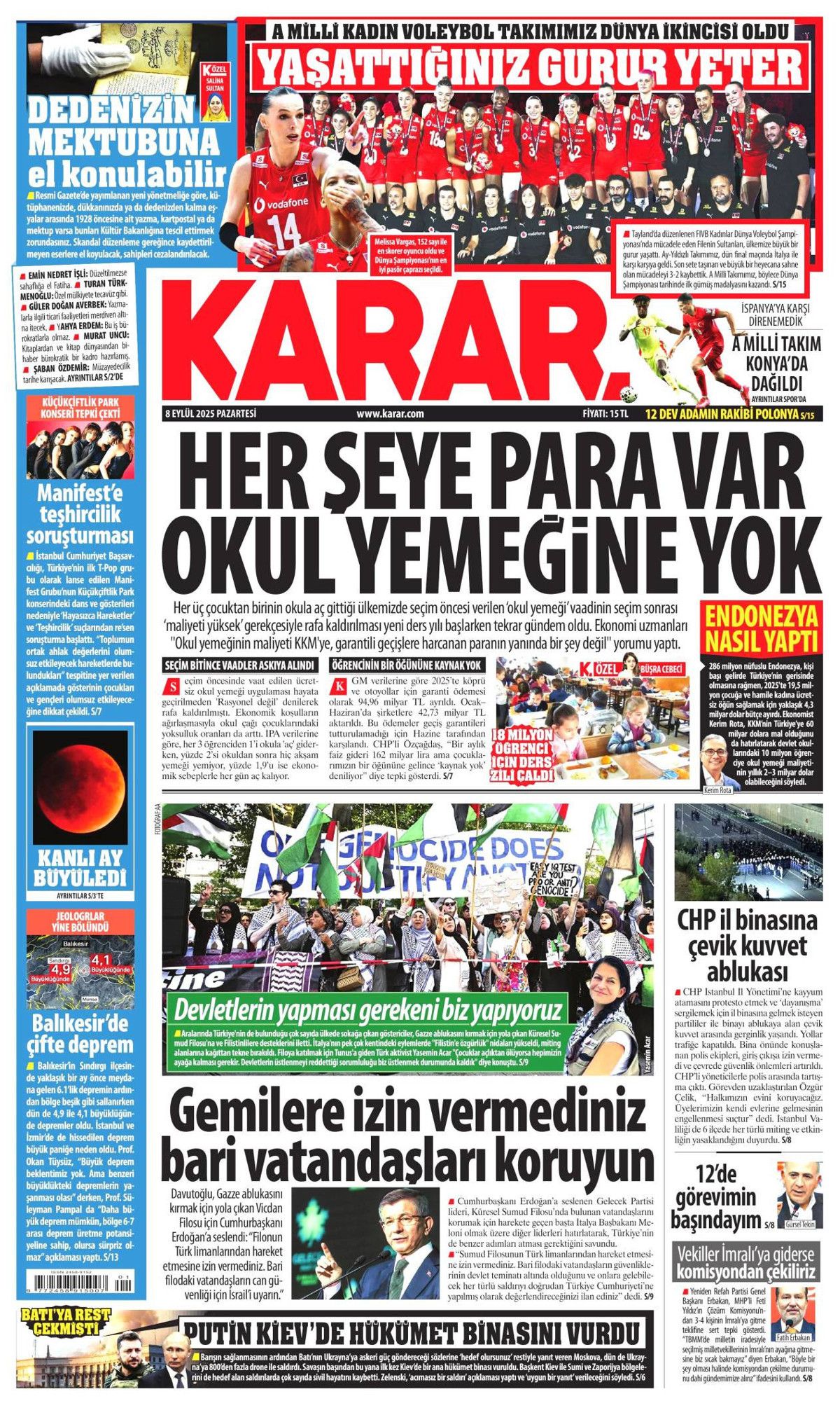 'Savunma'mız her ülkenin dilinde! Uçan karakol dünya starı ... 8 Eylül Pazartesi gazete manşetleri! 16