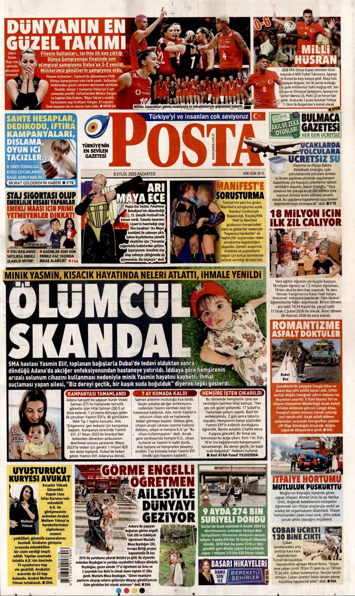 'Savunma'mız her ülkenin dilinde! Uçan karakol dünya starı ... 8 Eylül Pazartesi gazete manşetleri! 18