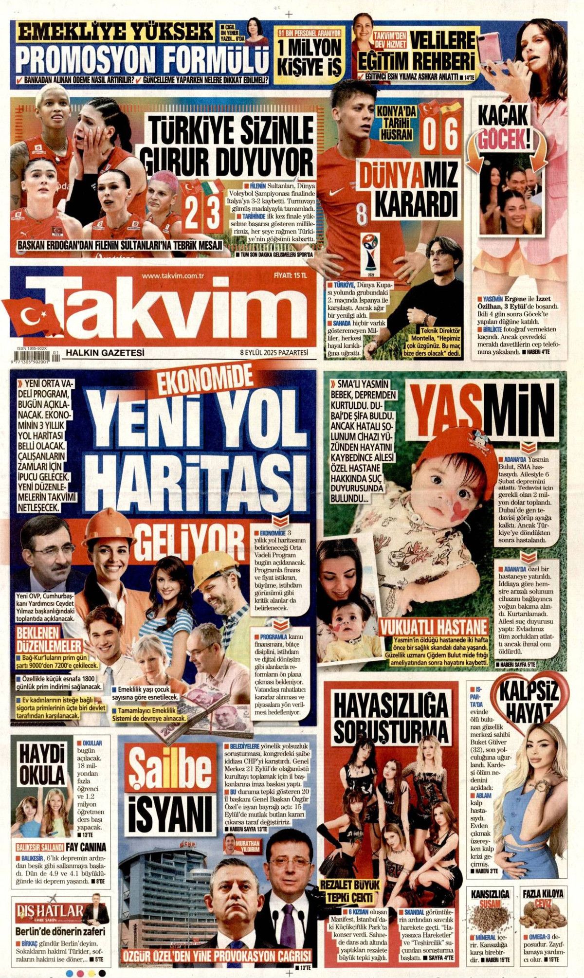 'Savunma'mız her ülkenin dilinde! Uçan karakol dünya starı ... 8 Eylül Pazartesi gazete manşetleri! 20