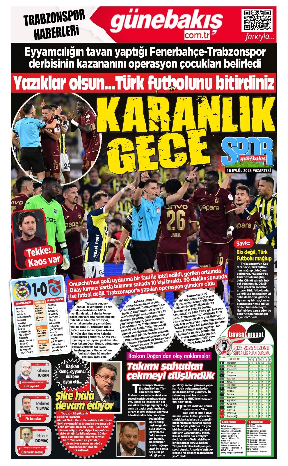 Trabzon yerel basını ateş püskürdü: "Bu hakemlere düdük astıramazsak adam değiliz" 4