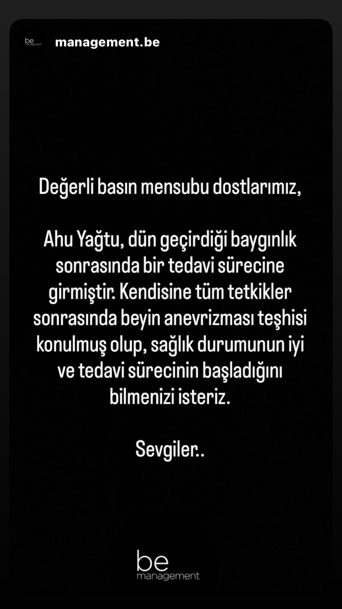 Ünlü oyuncu Ahu Yağtu baygınlık geçirerek hastaneye kaldırıldı! Beyin anevrizması teşhisi konuldu 2