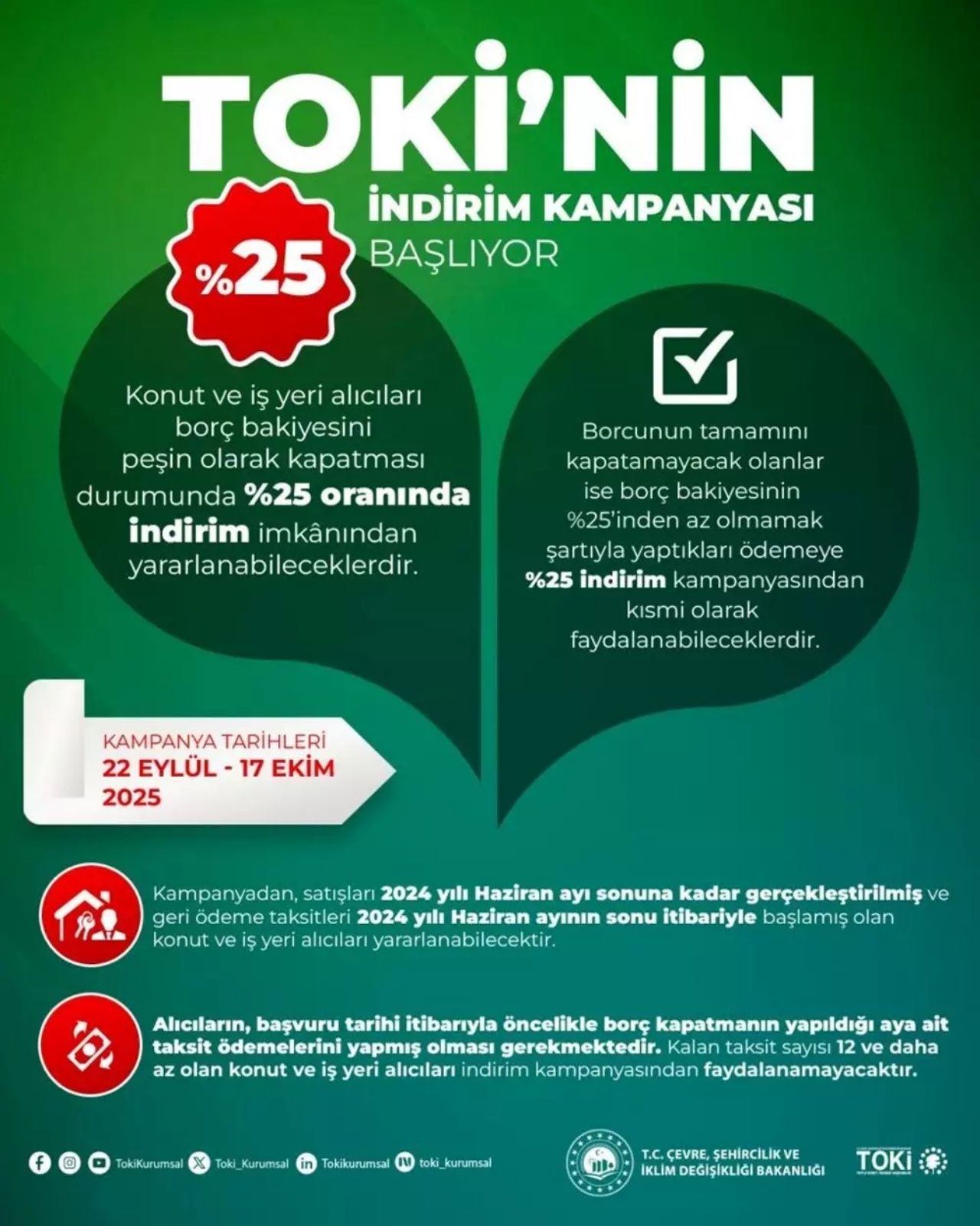 TOKİ'nin yüzde 25 indirim kampanyası yarın başlıyor! İşte şartlar 7