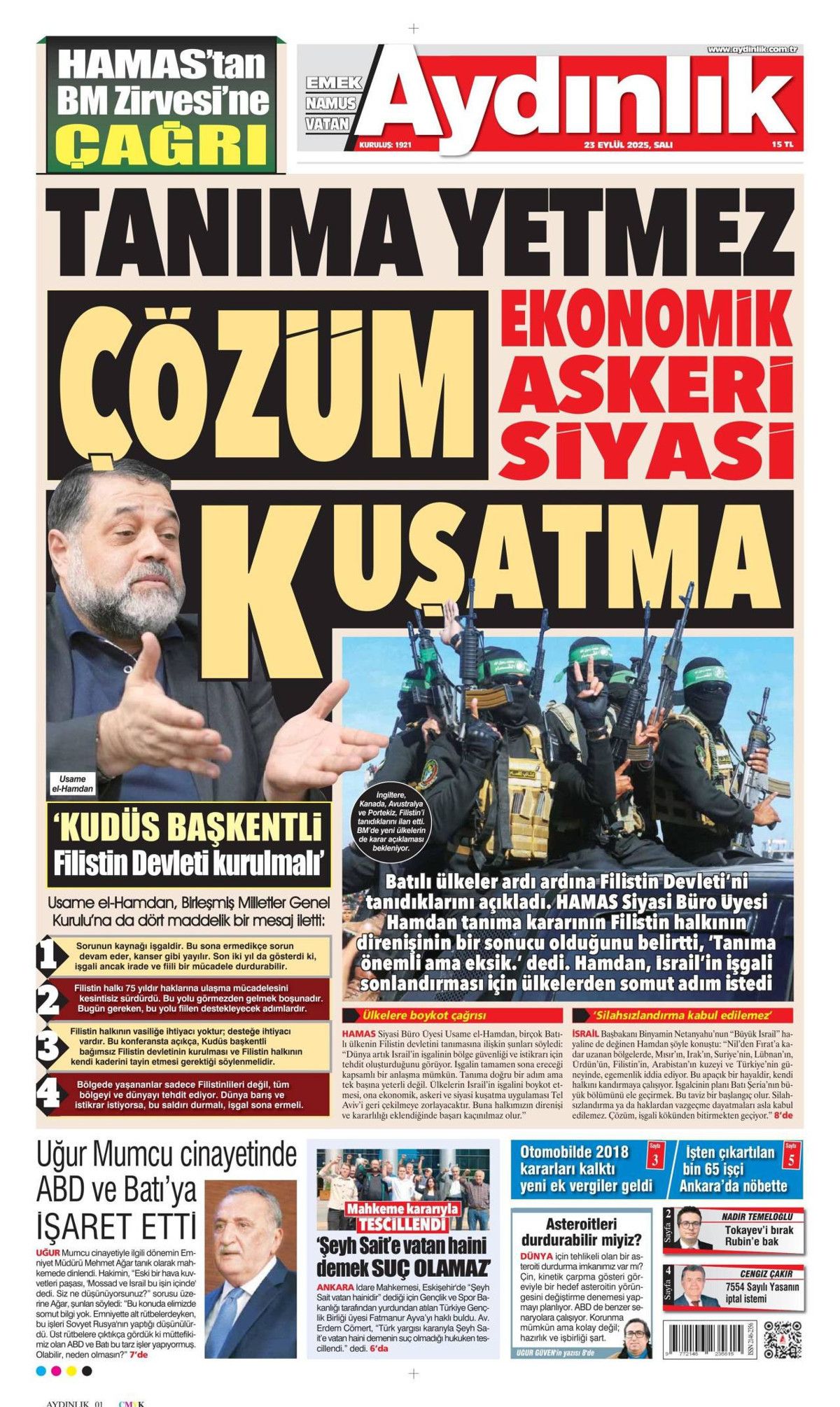 Filistin davası dünyaya mal oldu! Cumhurbaşkanı Erdoğan'ın tarihi BM konuşması manşetlerde! 6