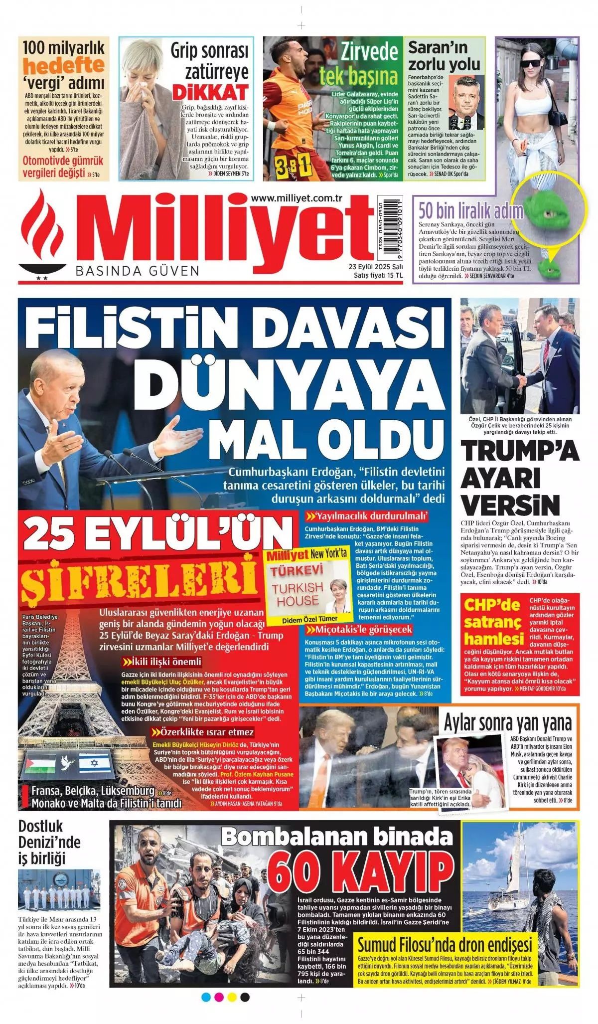 Filistin davası dünyaya mal oldu! Cumhurbaşkanı Erdoğan'ın tarihi BM konuşması manşetlerde! 1
