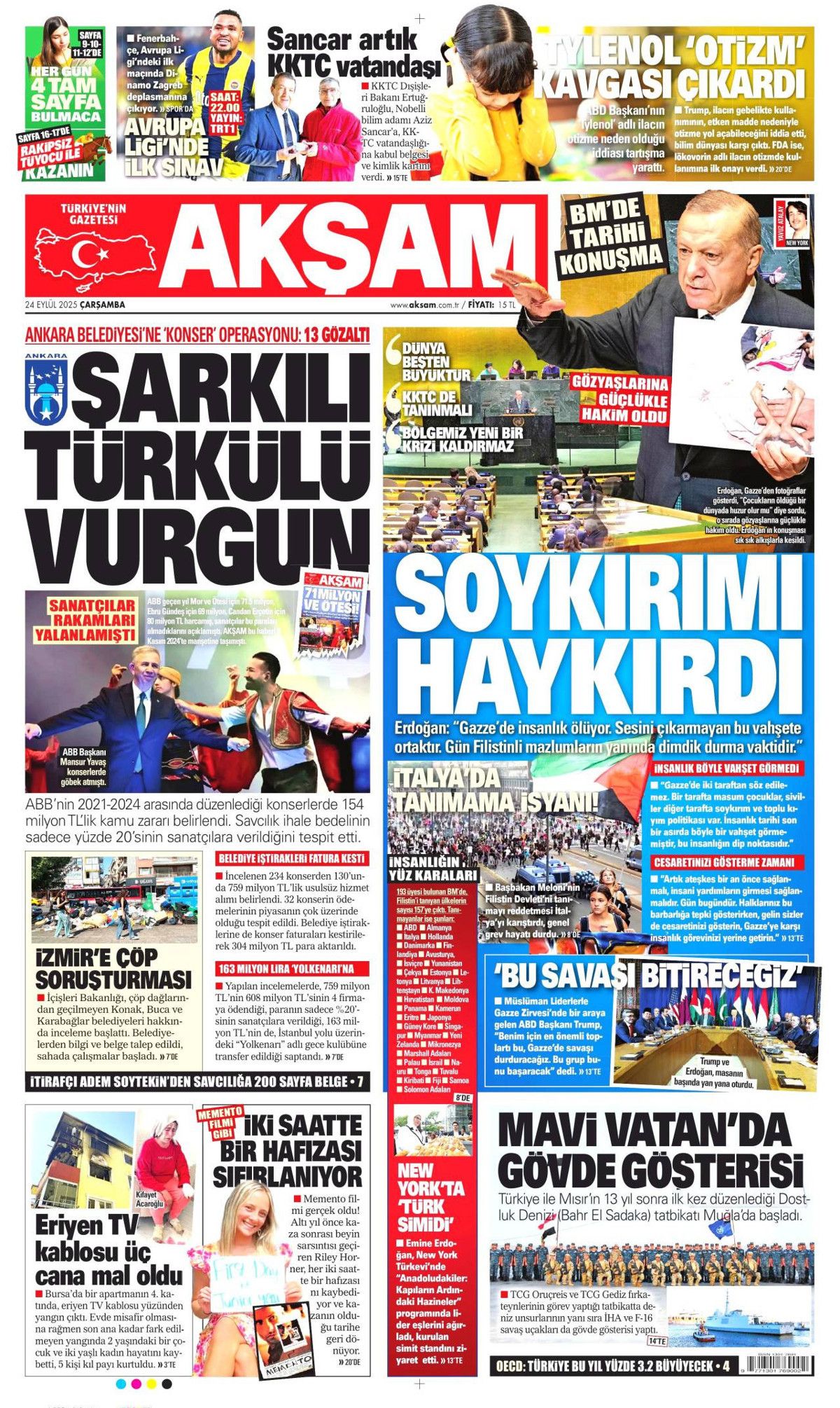 Hangi vicdan buna dayanır? Cumhurbaşkanı Erdoğan'ın tarihi BM konuşması manşetlerde! Hangi gazete nasıl gördü? 10