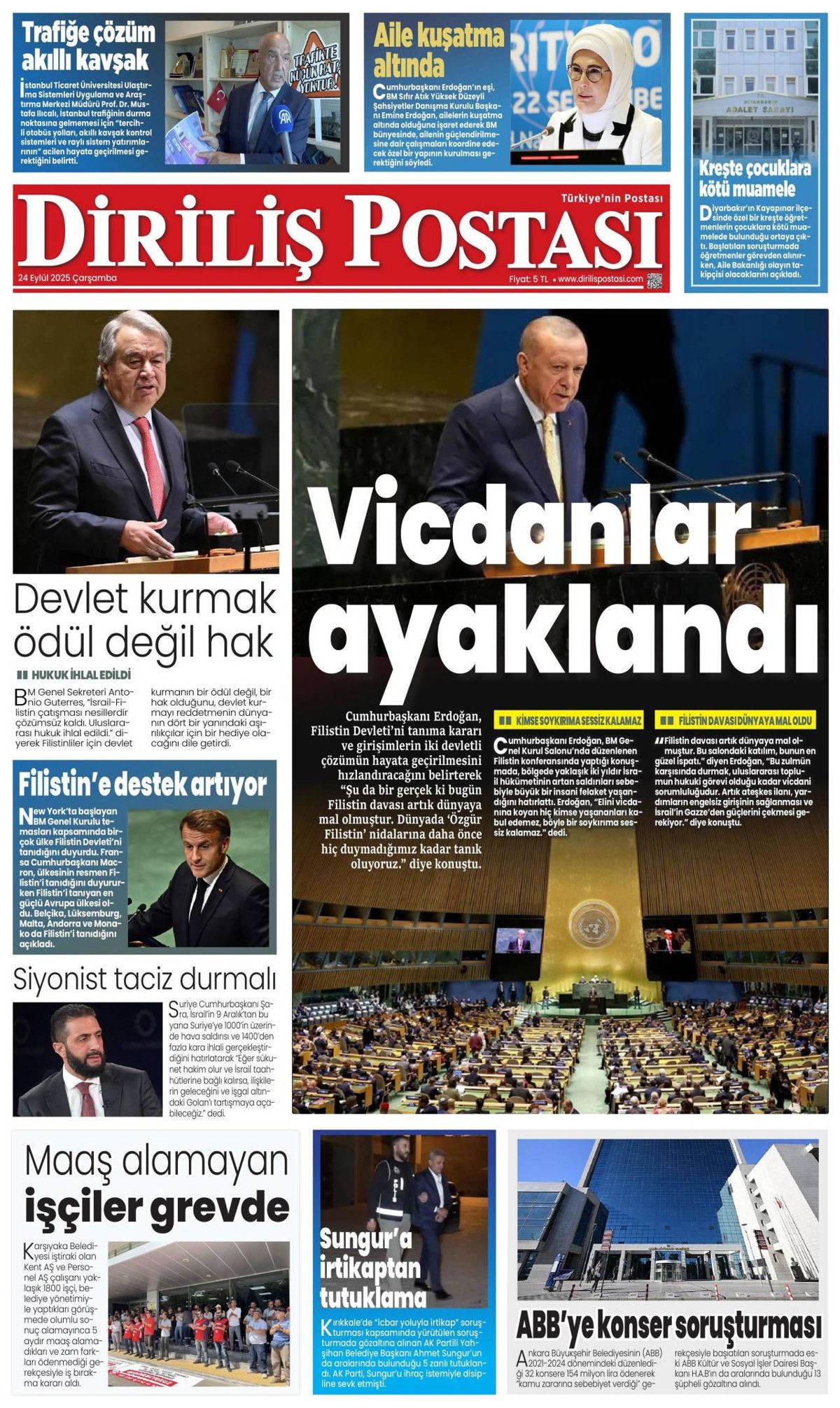 Hangi vicdan buna dayanır? Cumhurbaşkanı Erdoğan'ın tarihi BM konuşması manşetlerde! Hangi gazete nasıl gördü? 18