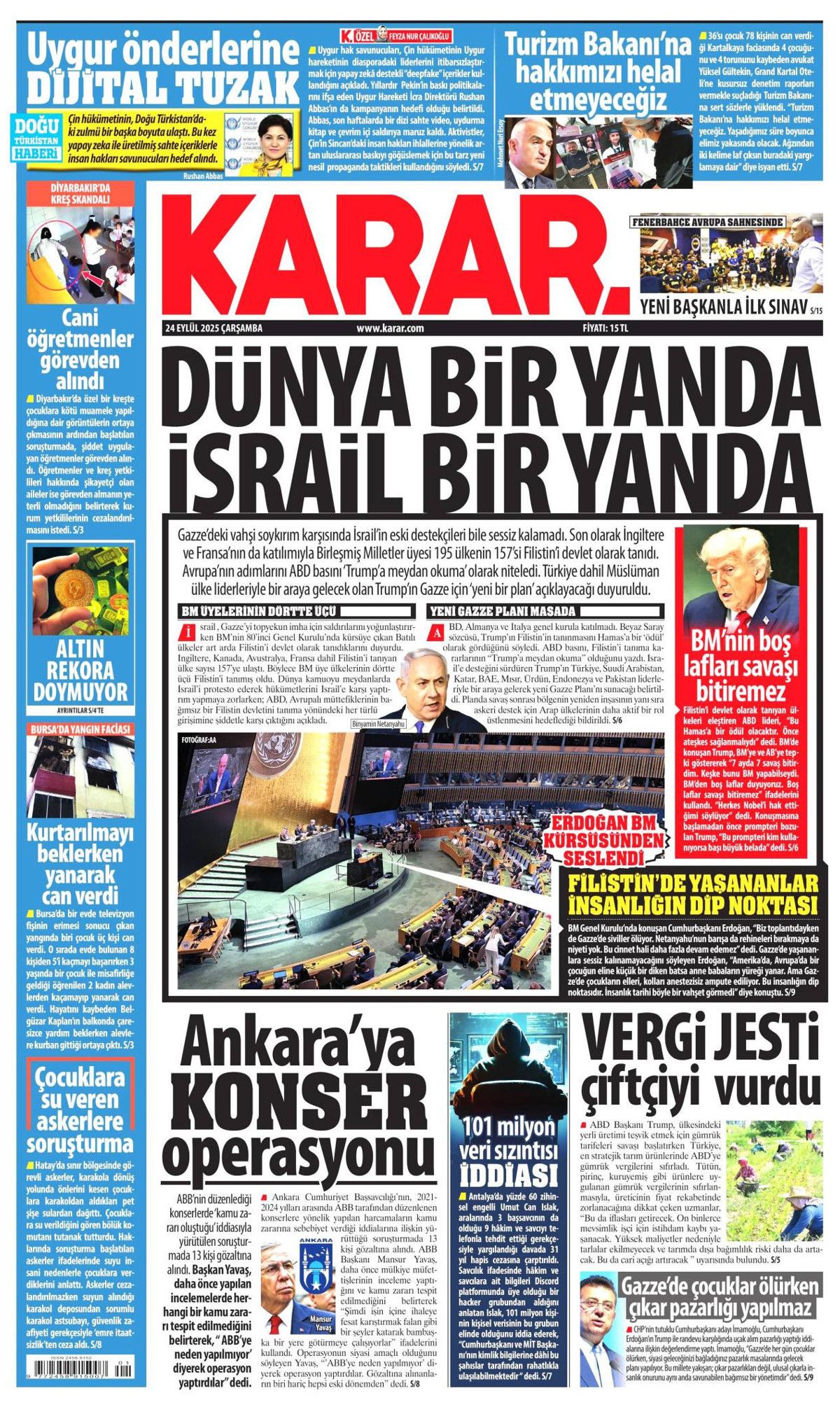 Hangi vicdan buna dayanır? Cumhurbaşkanı Erdoğan'ın tarihi BM konuşması manşetlerde! Hangi gazete nasıl gördü? 12
