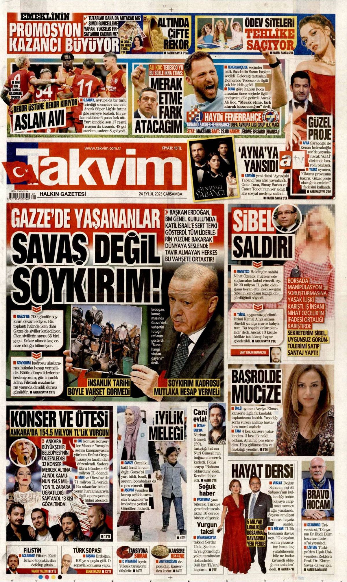 Hangi vicdan buna dayanır? Cumhurbaşkanı Erdoğan'ın tarihi BM konuşması manşetlerde! Hangi gazete nasıl gördü? 16